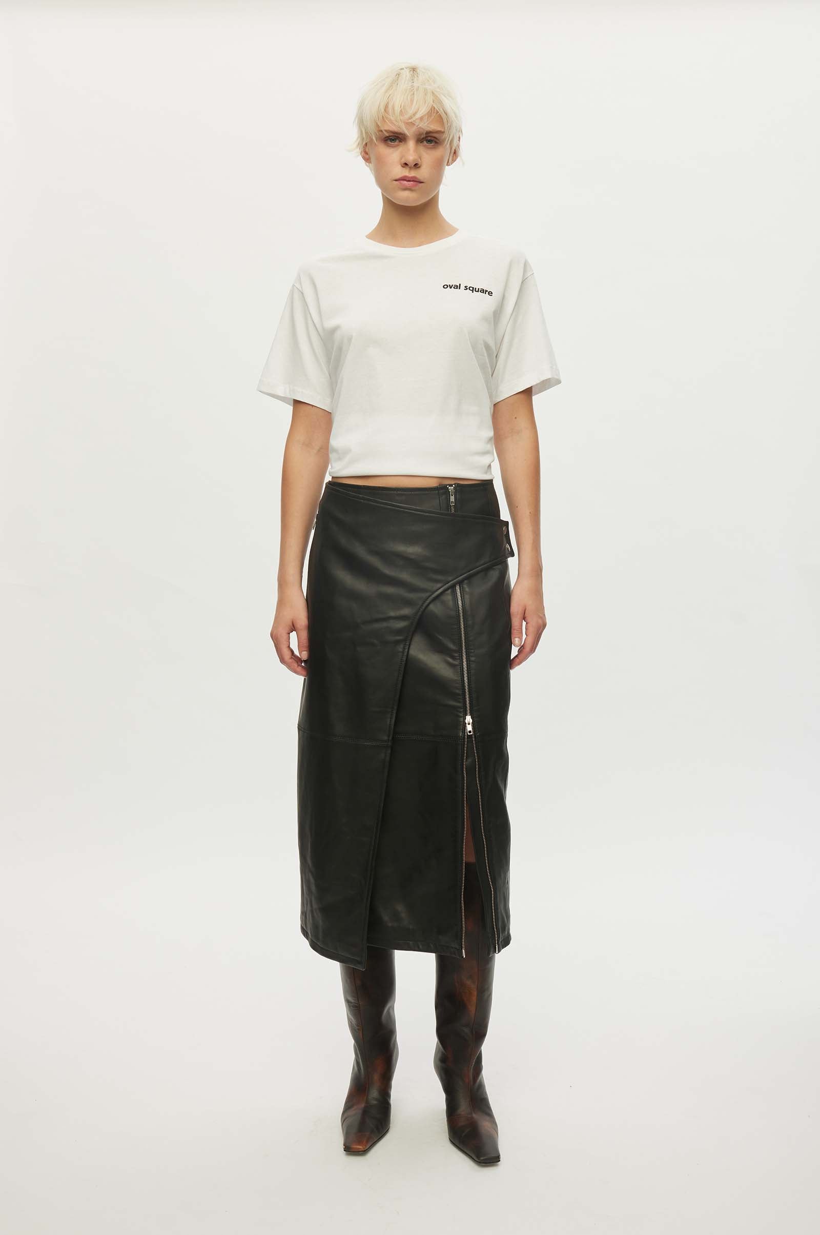 Verve Leather Skirt oval square