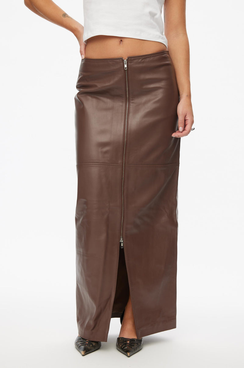 Deep Leather Zip Skirt