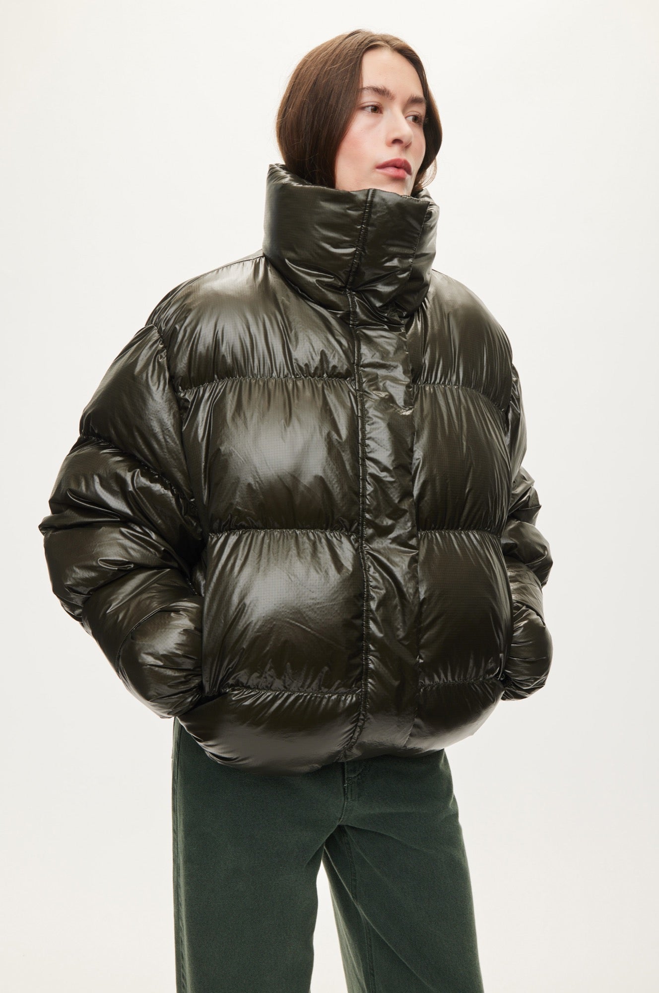 Oval Square Active Collar Jacket COATS 4021 Dark Army