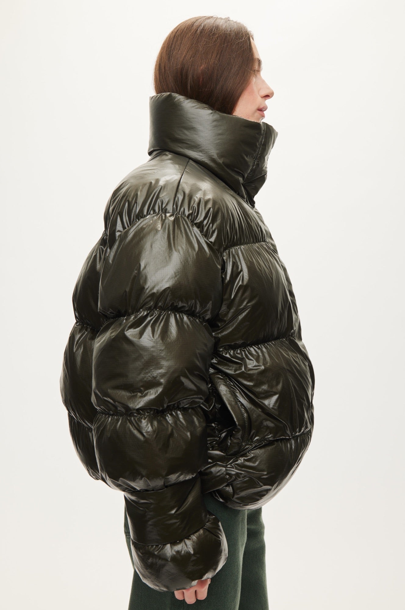 Oval Square Active Collar Jacket COATS 4021 Dark Army