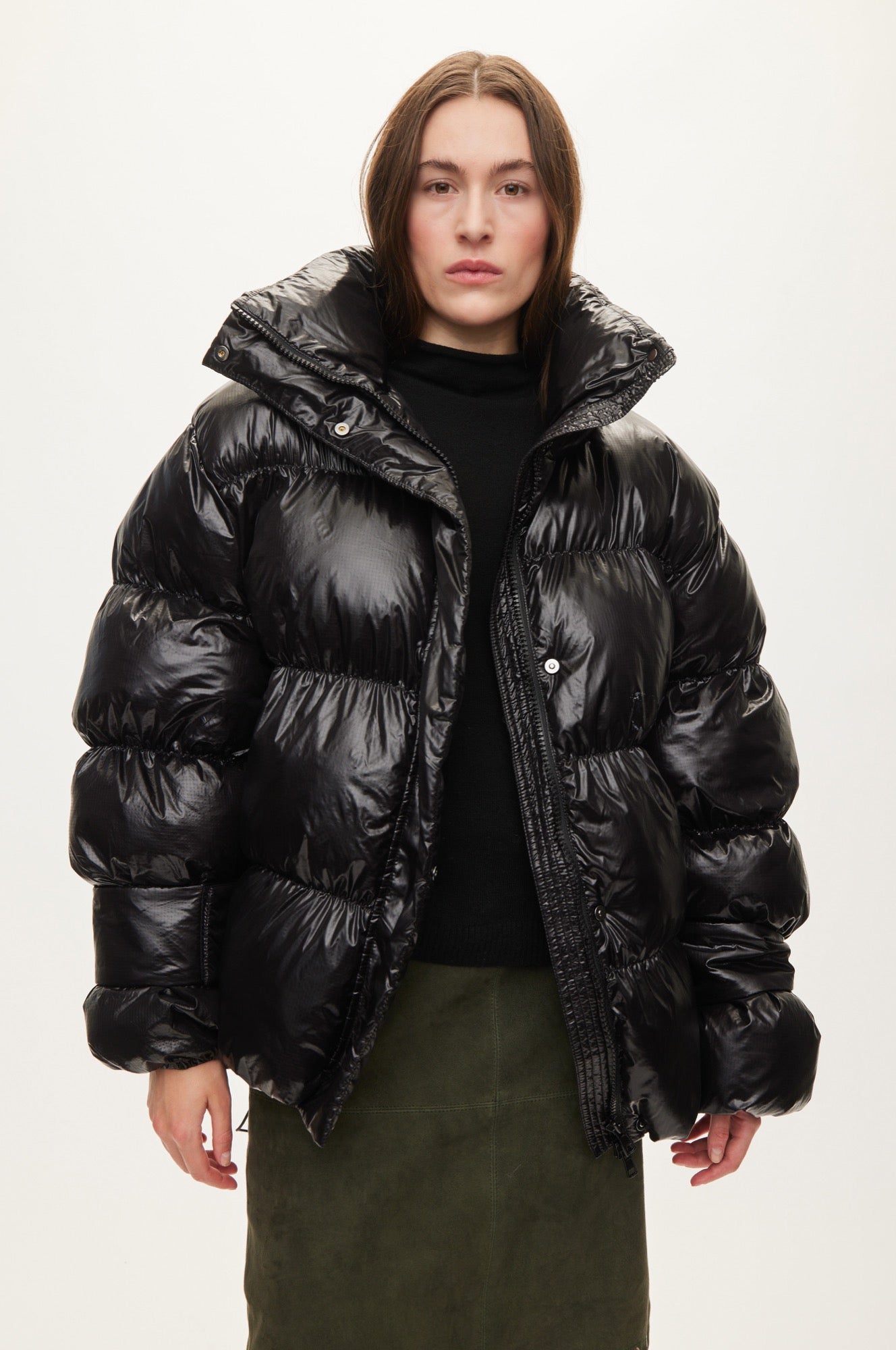 Oval Square Active Collar Jacket COATS 8001 Black