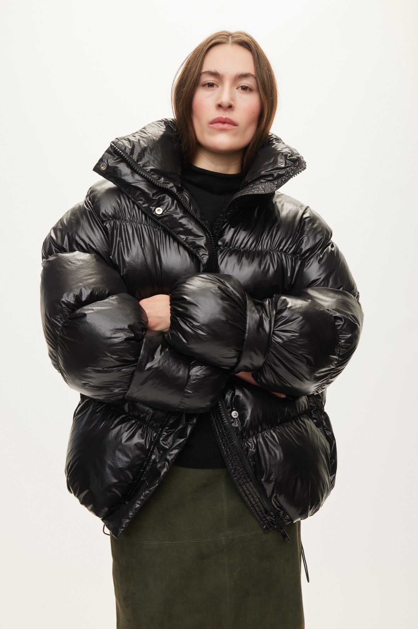 Oval Square Active Collar Jacket COATS 8001 Black