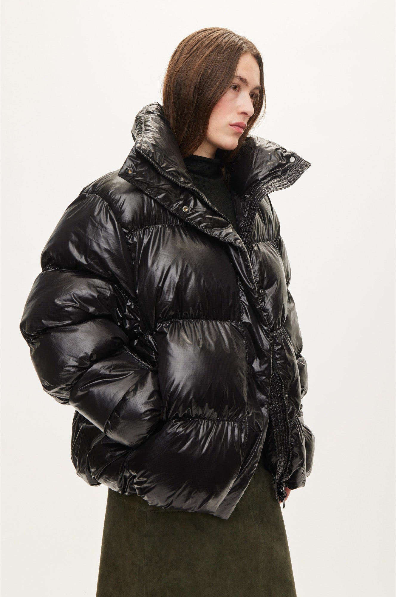 Oval Square Active Collar Jacket COATS 8001 Black