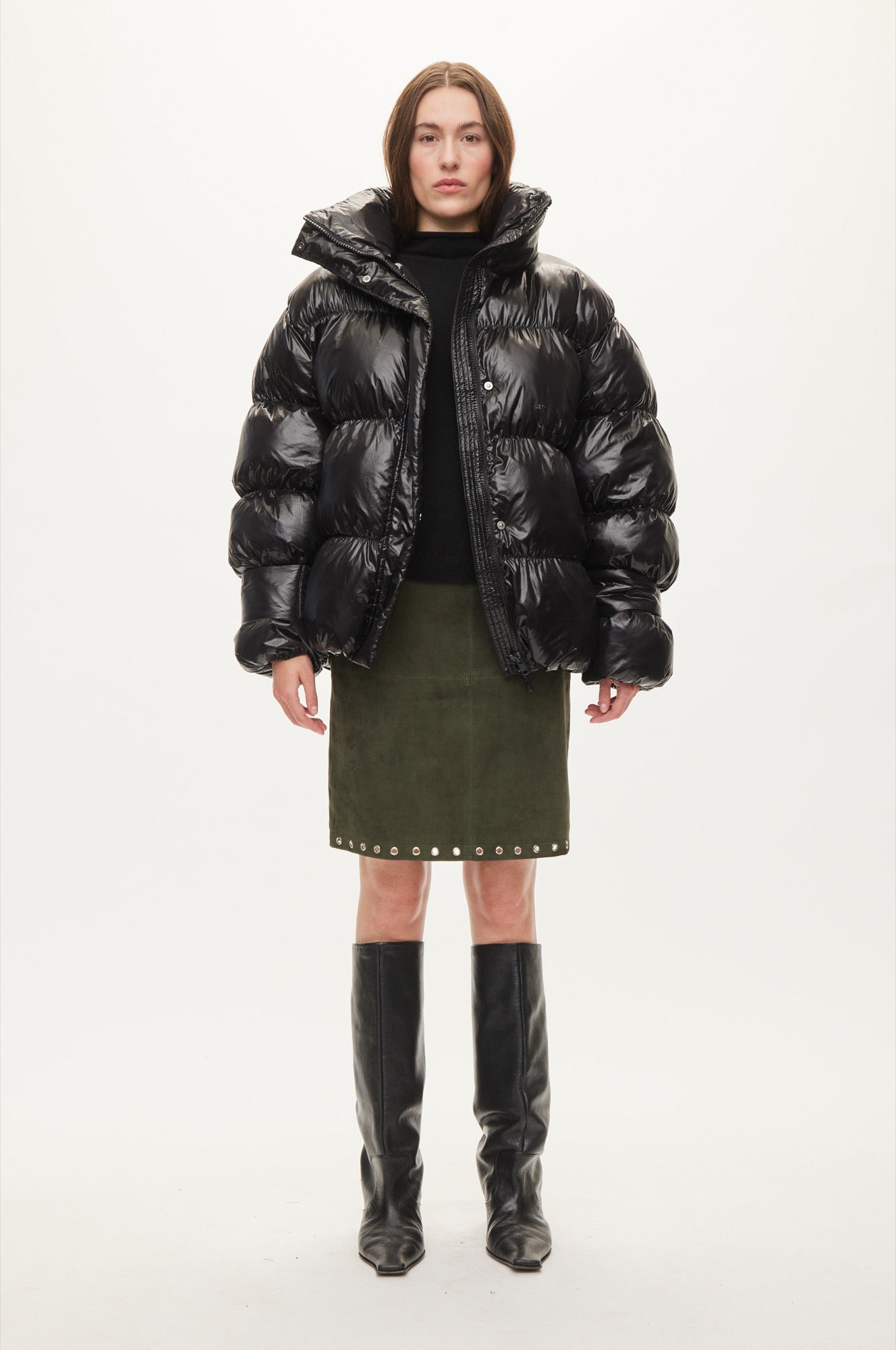 Oval Square Active Collar Jacket COATS 8001 Black