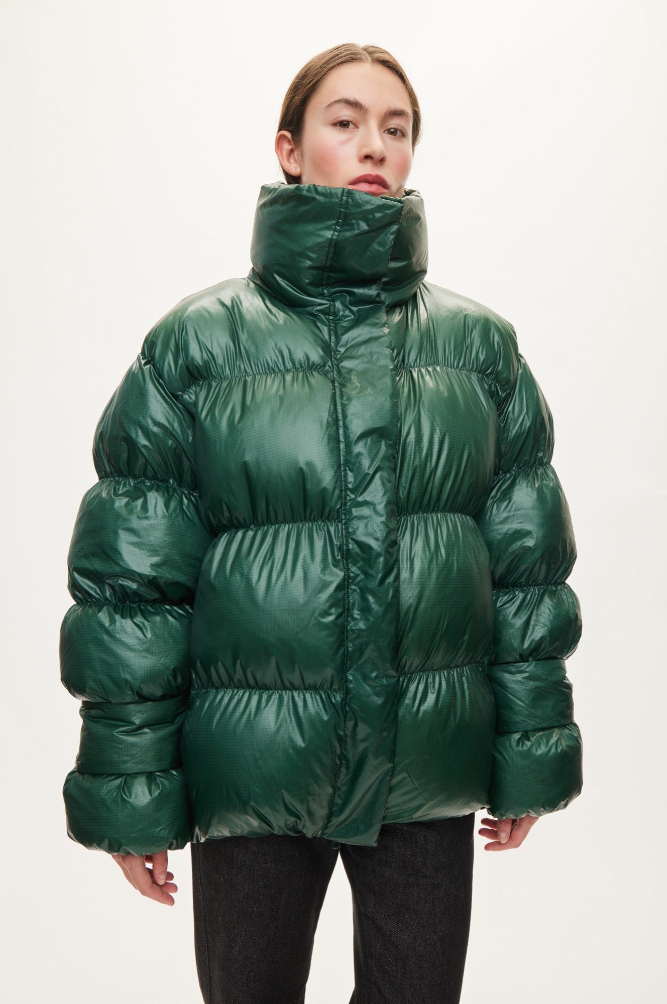 Oval Square Active Collar Jacket COATS Pine Green