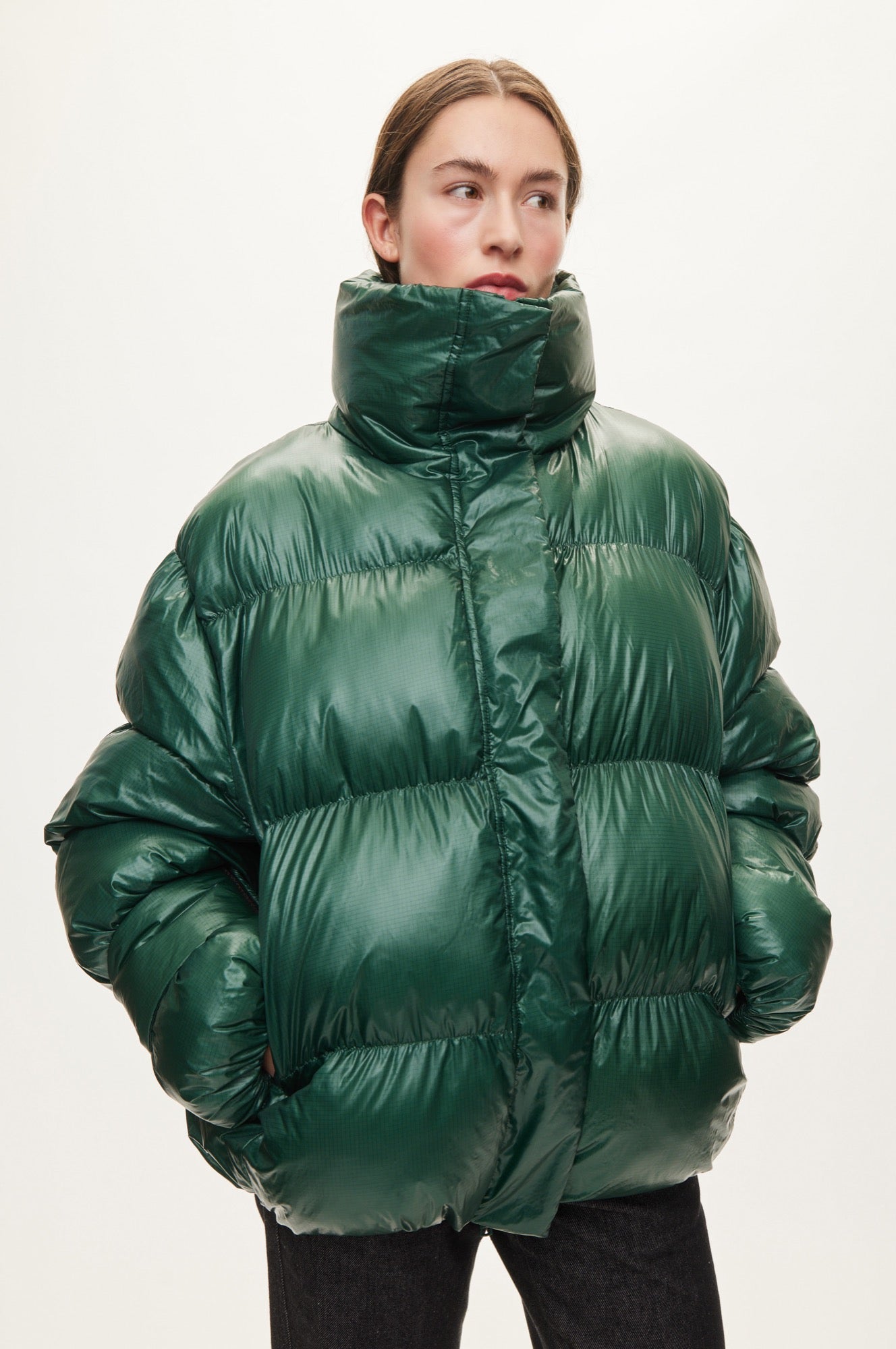 Oval Square Active Collar Jacket COATS Pine Green