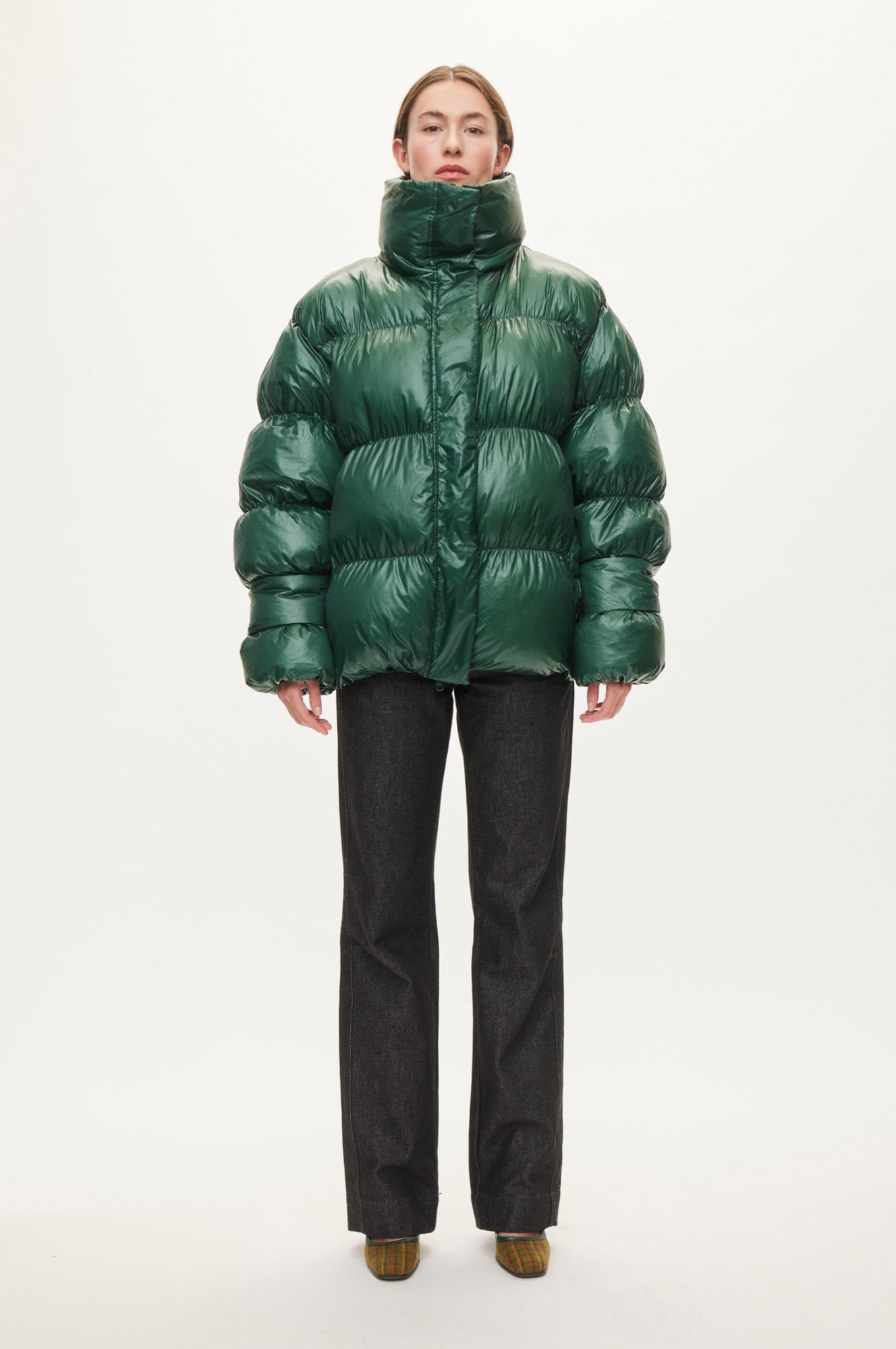 Oval Square Active Collar Jacket COATS Pine Green