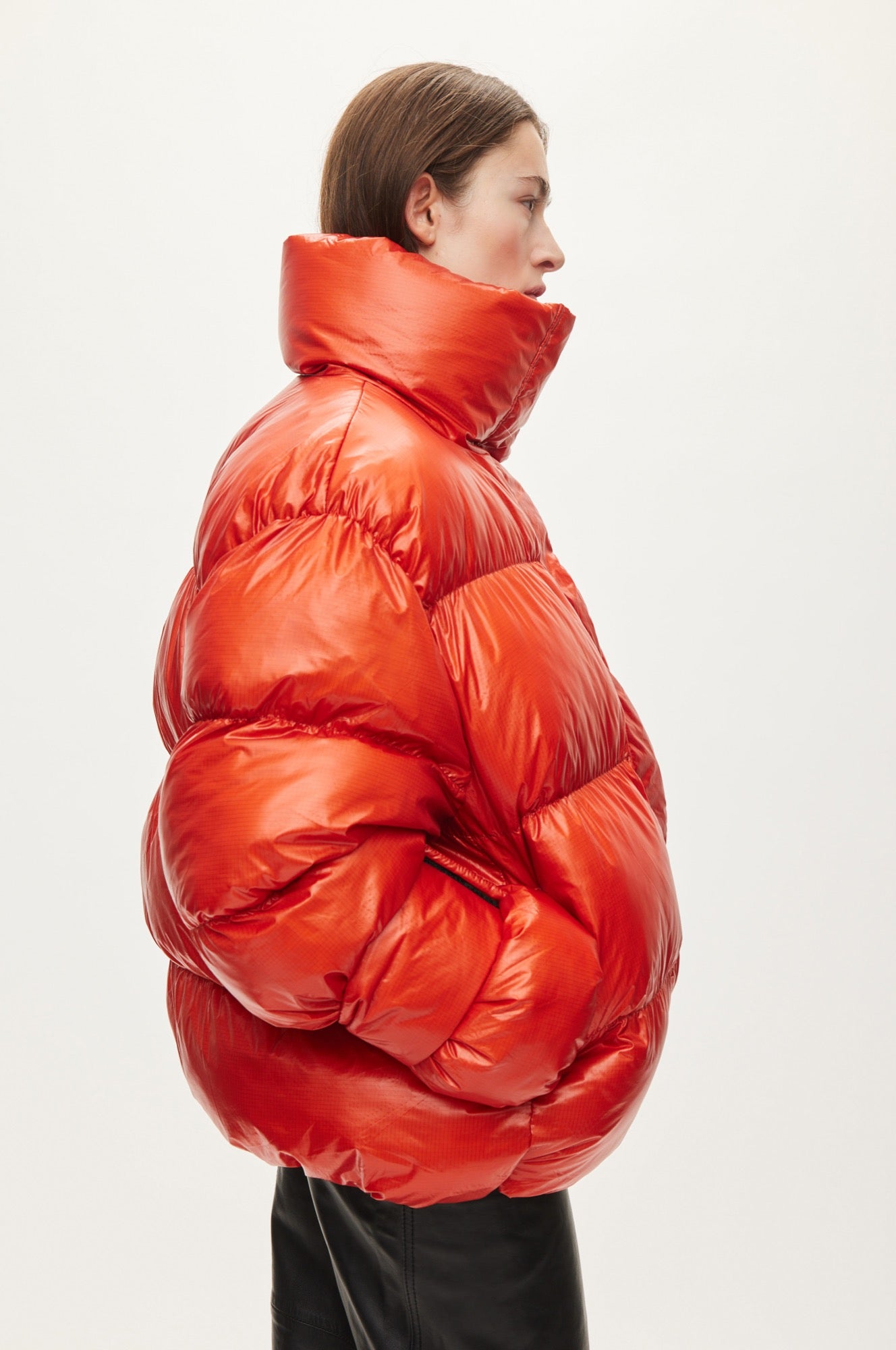 Oval Square Active Collar Jacket COATS Rust Red