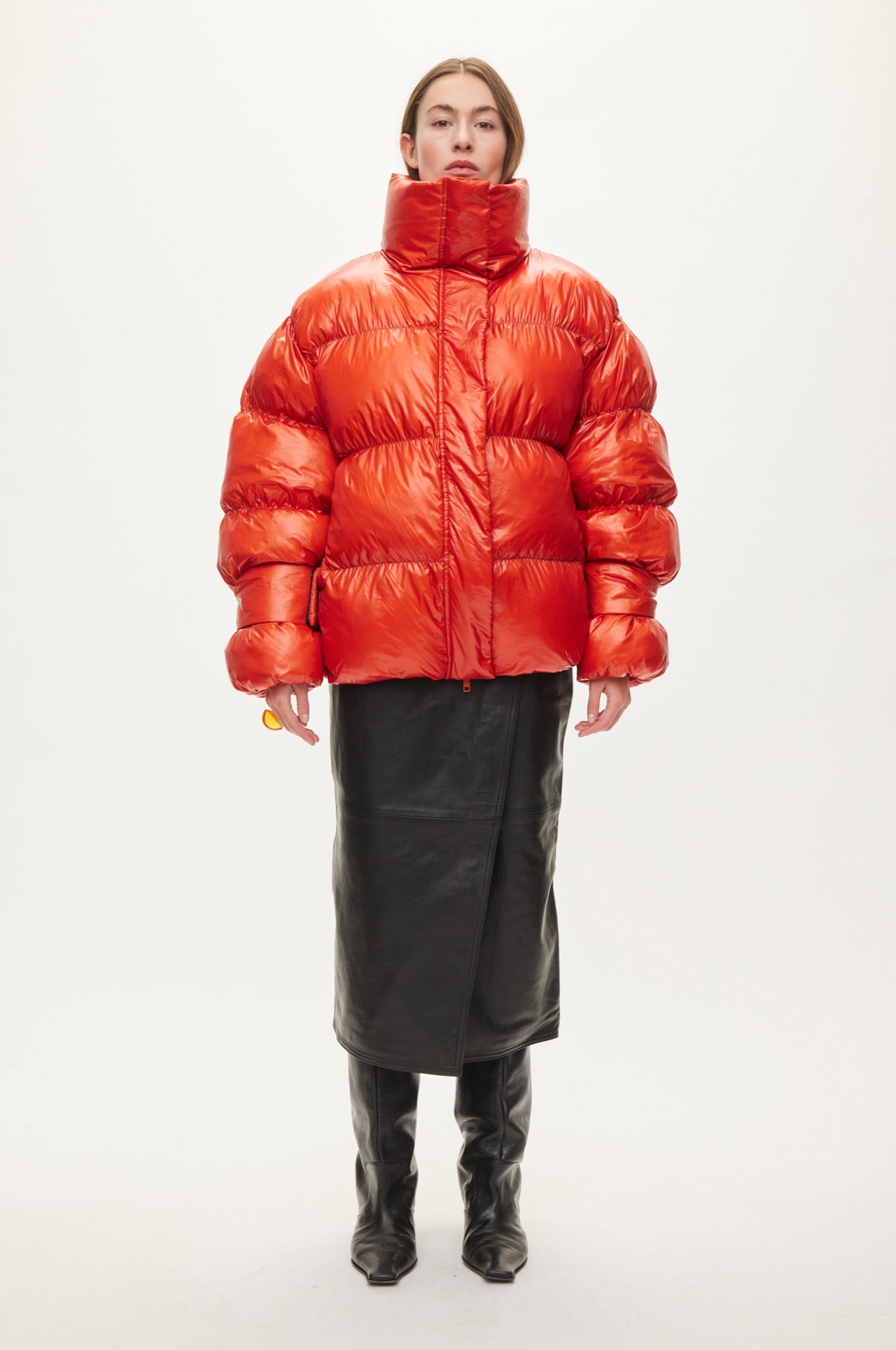 Oval Square Active Collar Jacket COATS Rust Red