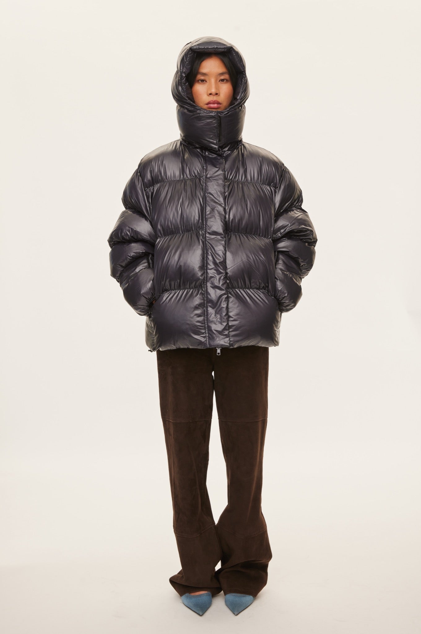 Oval Square Active Hood Jacket COATS 8013 Black Pearl
