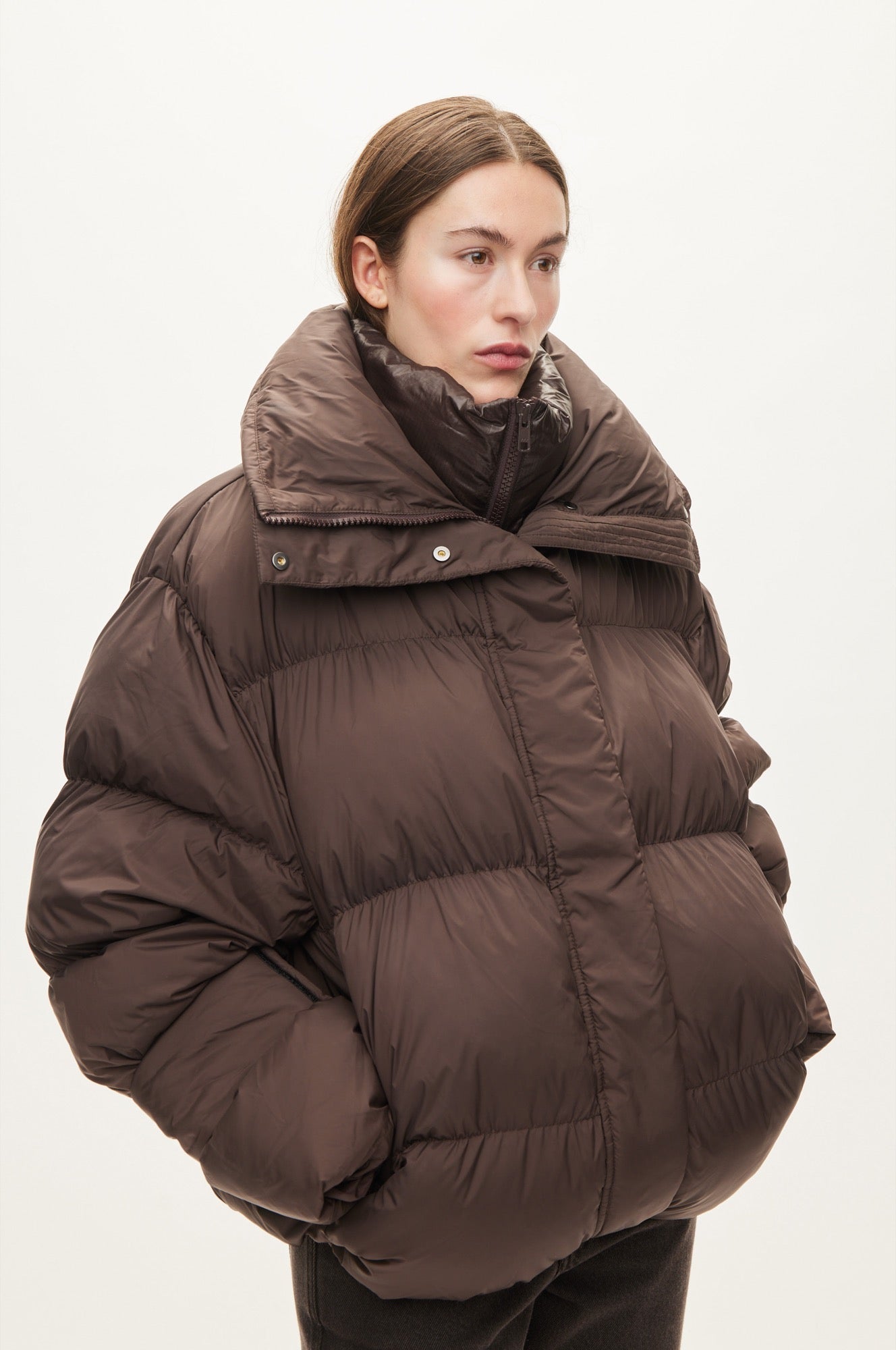 Oval Square Aki double Collar Jacket COATS 6015 Chocolate Torte