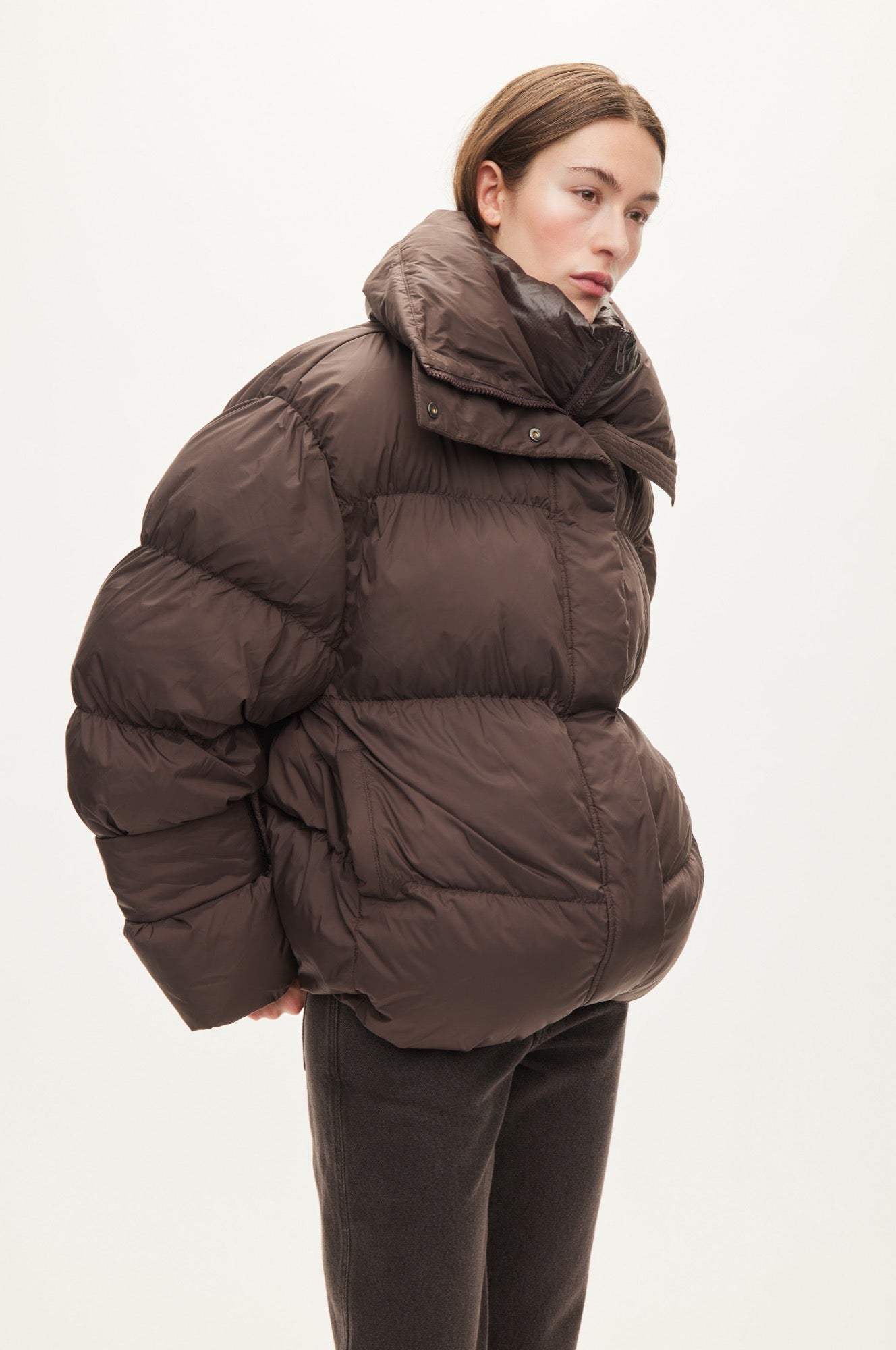 Oval Square Aki double Collar Jacket COATS 6015 Chocolate Torte