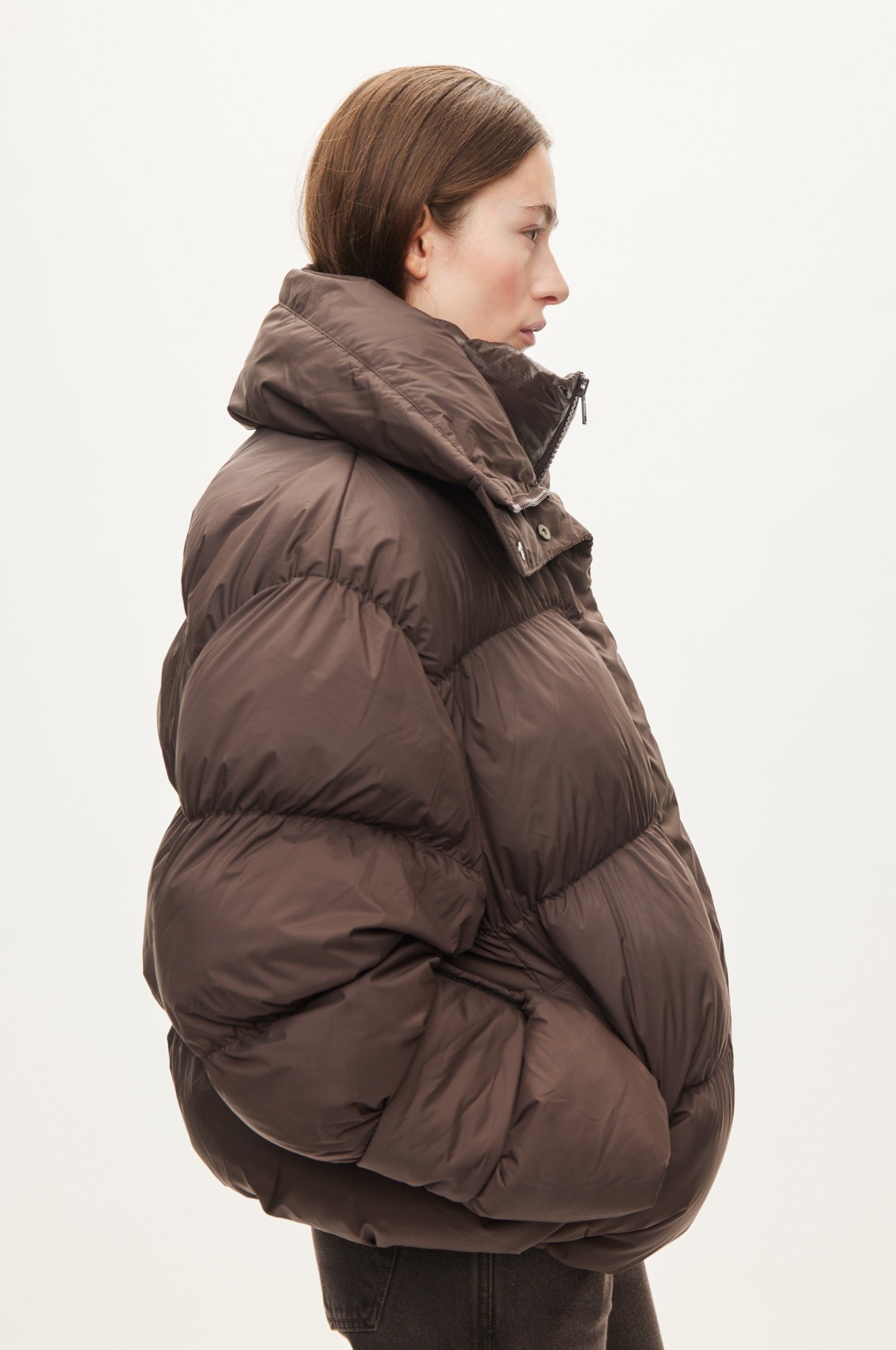 Oval Square Aki double Collar Jacket COATS 6015 Chocolate Torte