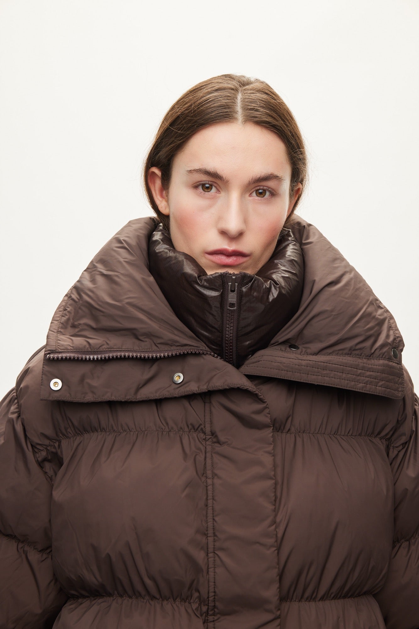Oval Square Aki double Collar Jacket COATS 6015 Chocolate Torte