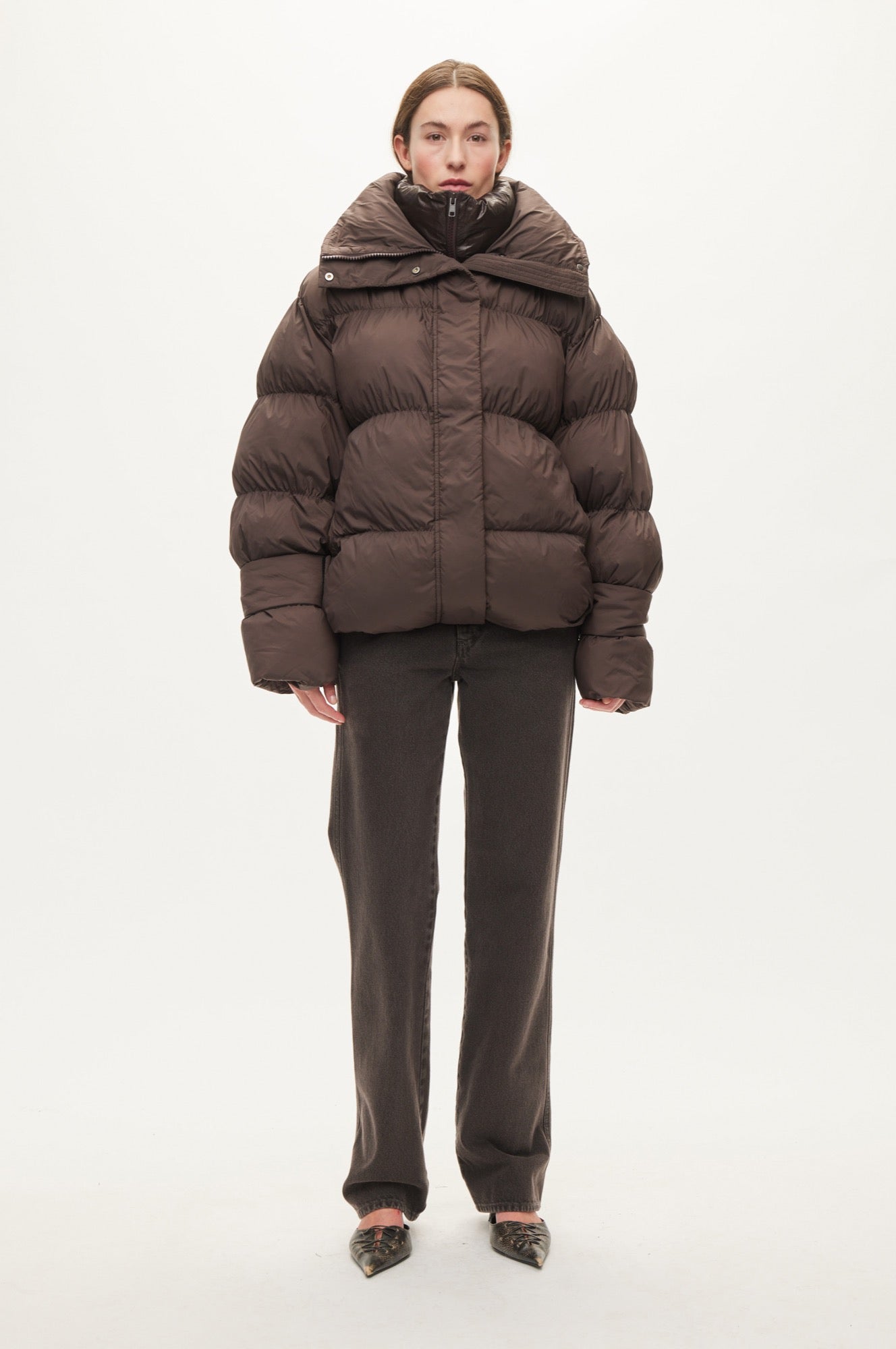 Oval Square Aki double Collar Jacket COATS 6015 Chocolate Torte