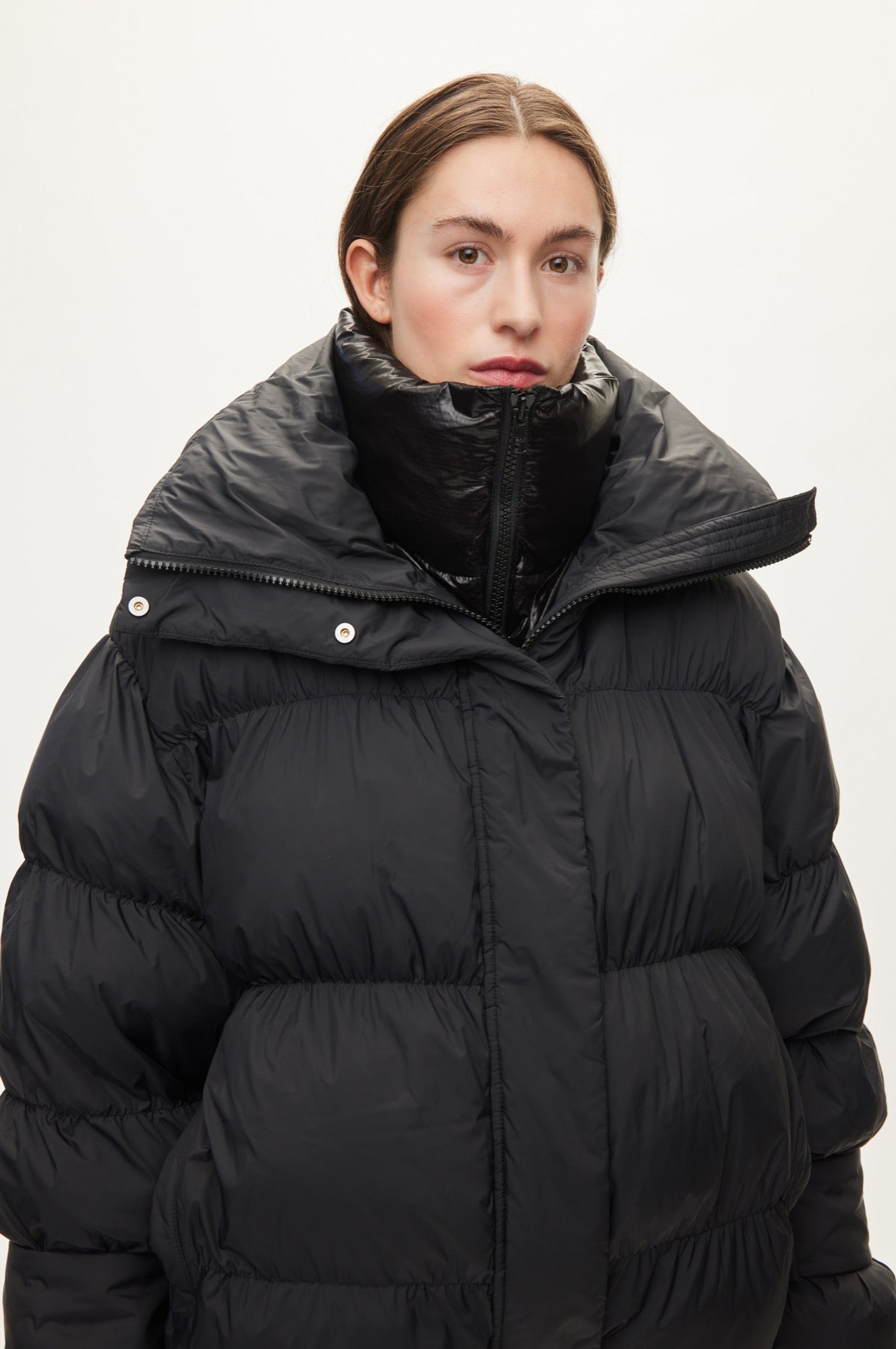 Oval Square Aki double Collar Jacket COATS 8001 Black