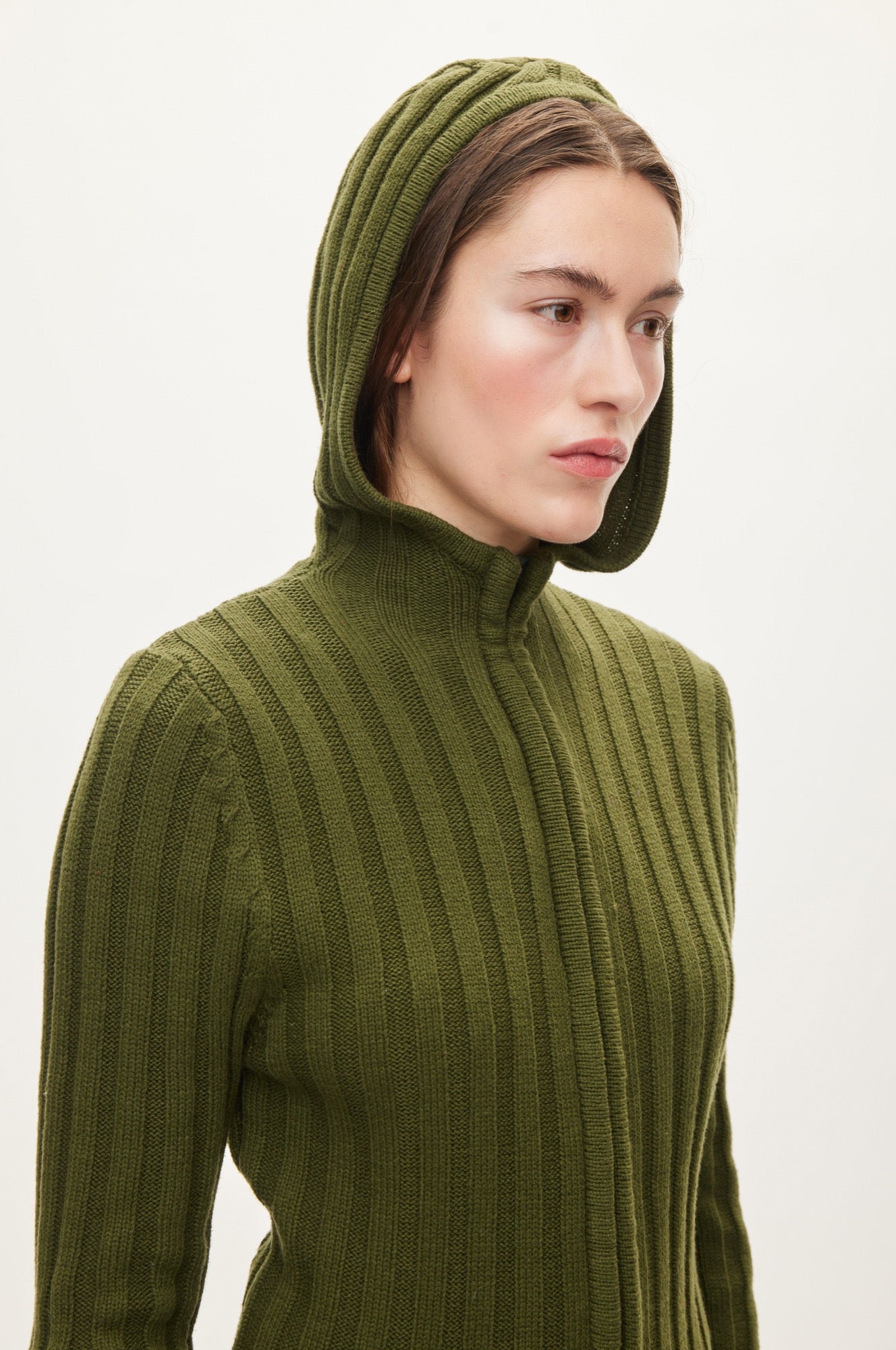 Oval Square Alan Hood Zip Cardigan KNITS Olive