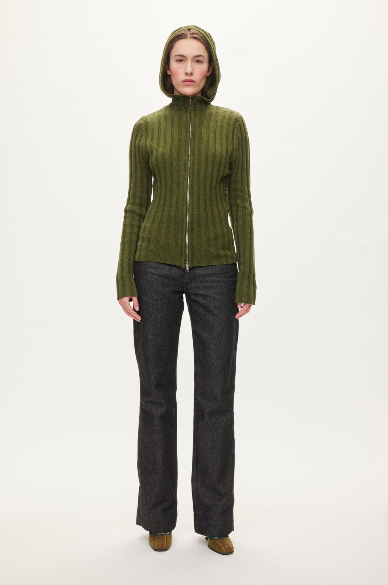 Oval Square Alan Hood Zip Cardigan KNITS Olive