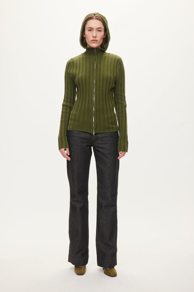 Oval Square Alan Hood Zip Cardigan KNITS Olive