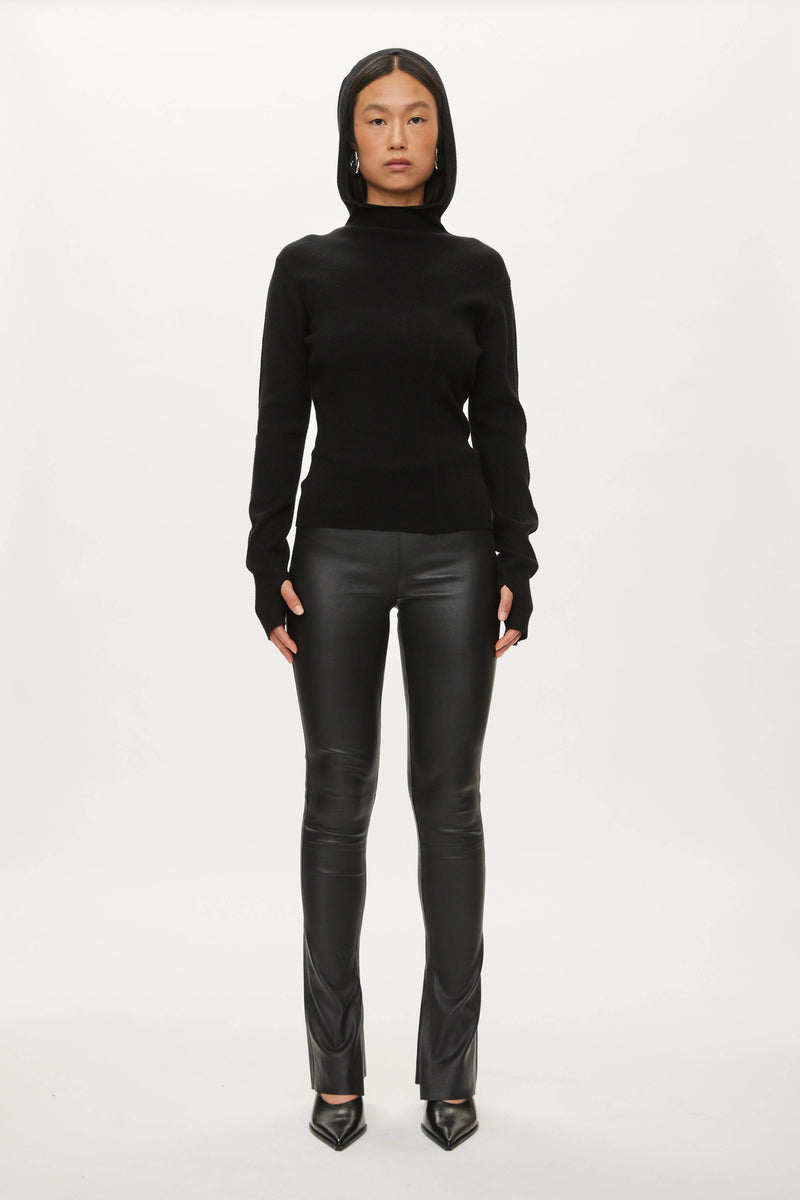 Oval Square Alanis Detail Hood KNITS Black