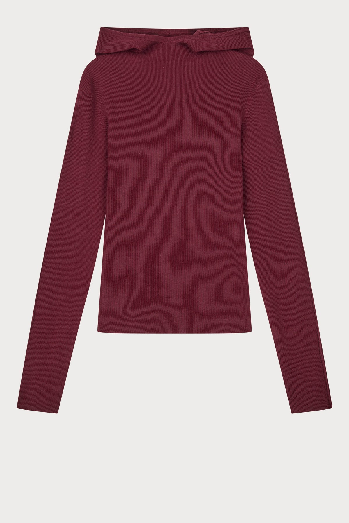 Oval Square Alanis Detail Hood KNITS Burgundy