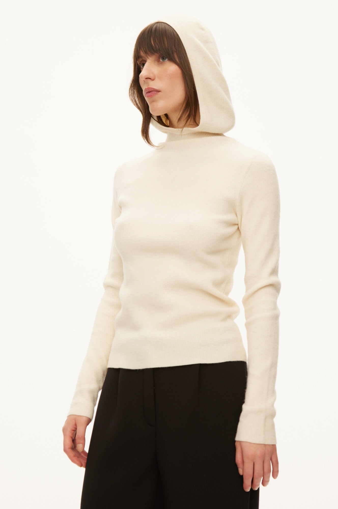 Oval Square Alanis Hood Knit KNITS 1002 Off White