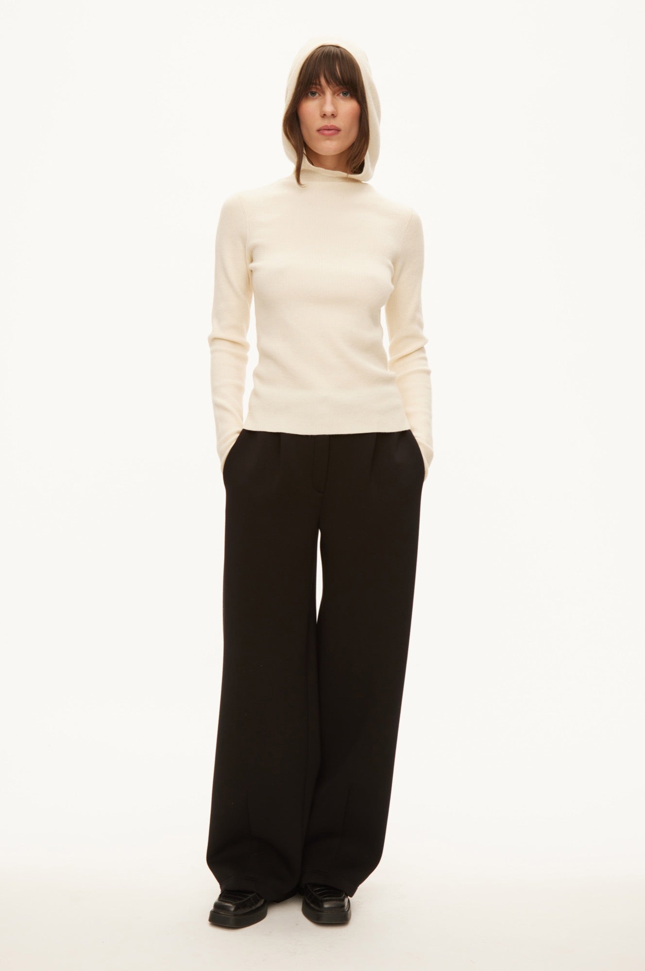 Oval Square Alanis Hood Knit KNITS 1002 Off White