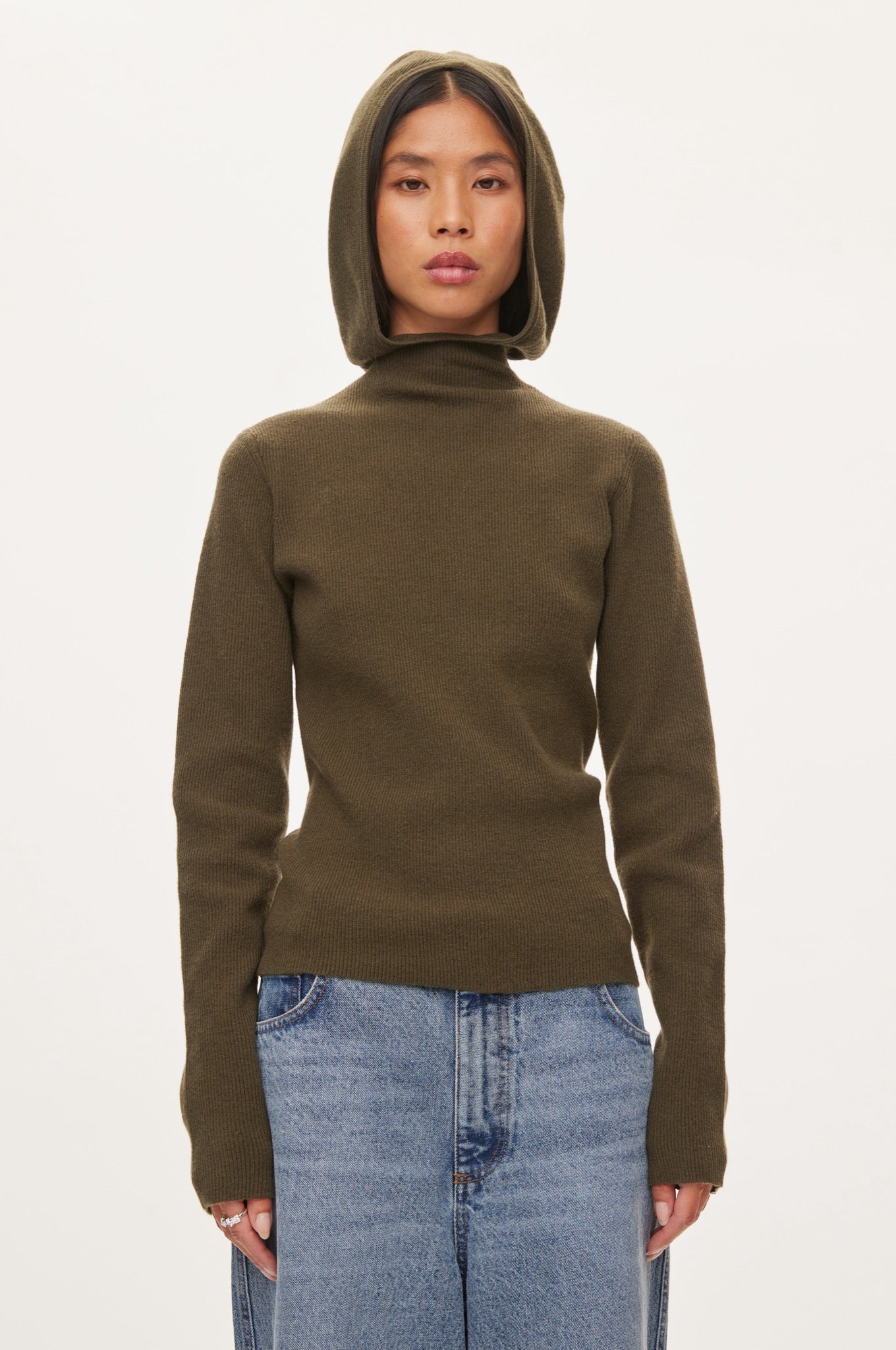 Oval Square Alanis Hood Knit KNITS 4006 Dark Olive