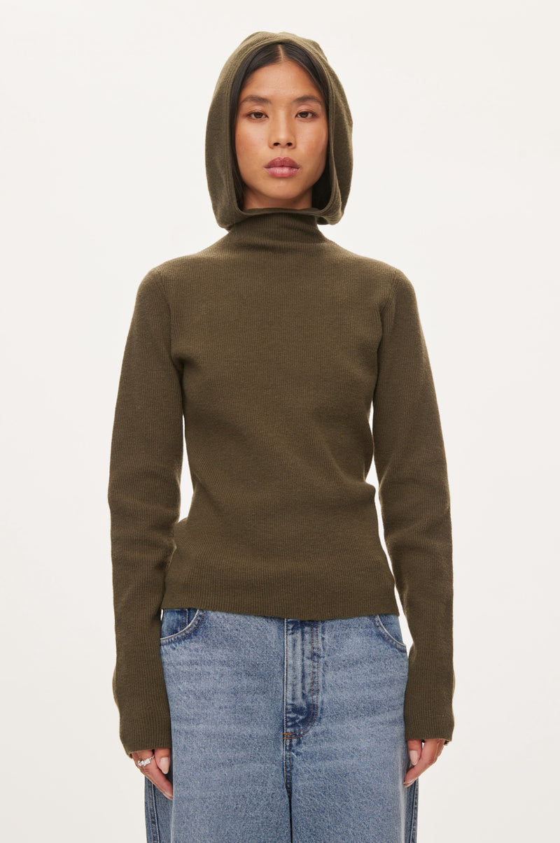 Oval Square Alanis Hood Knit KNITS 4006 Dark Olive