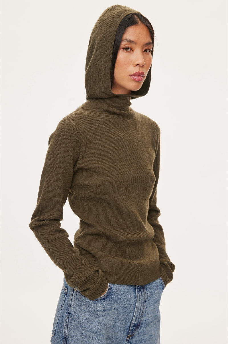 Oval Square Alanis Hood Knit KNITS 4006 Dark Olive