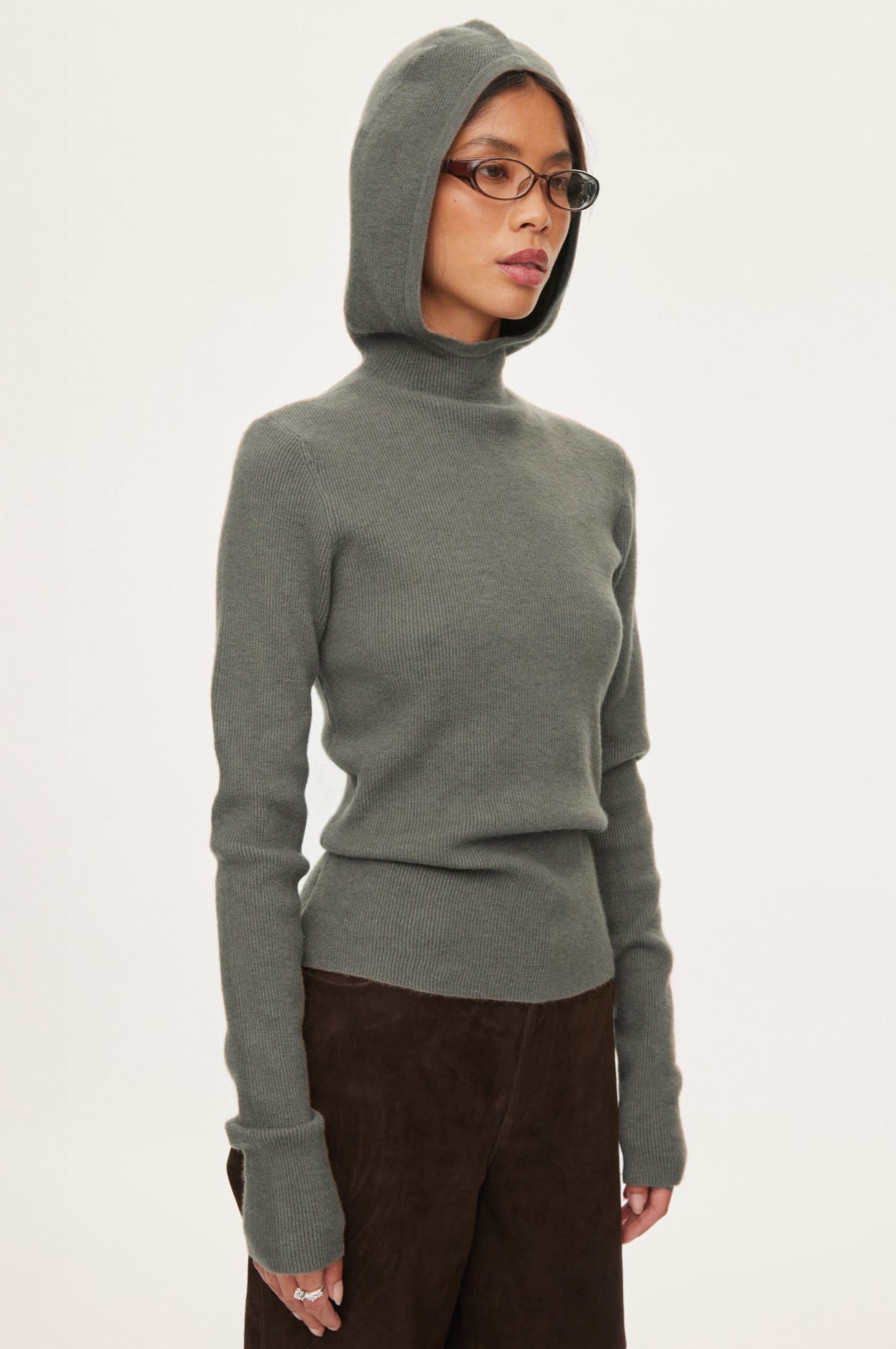 Oval Square Alanis Hood Knit KNITS 6022 Coca Mocha