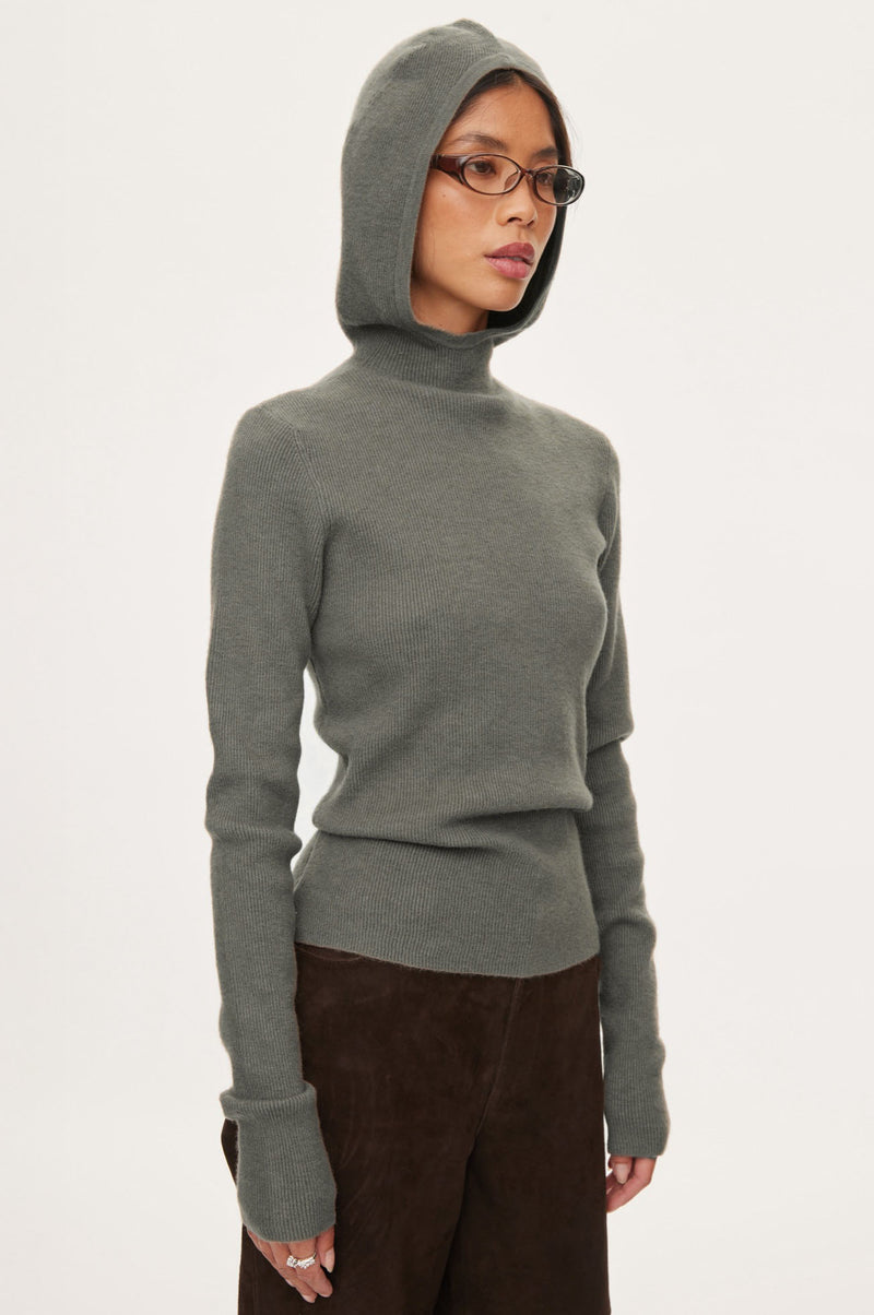 Oval Square Alanis Hood Knit KNITS 6022 Coca Mocha