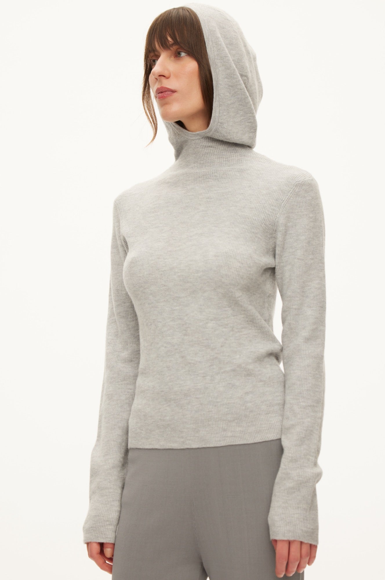 Oval Square Alanis Hood Knit KNITS 7002 Grey Mel