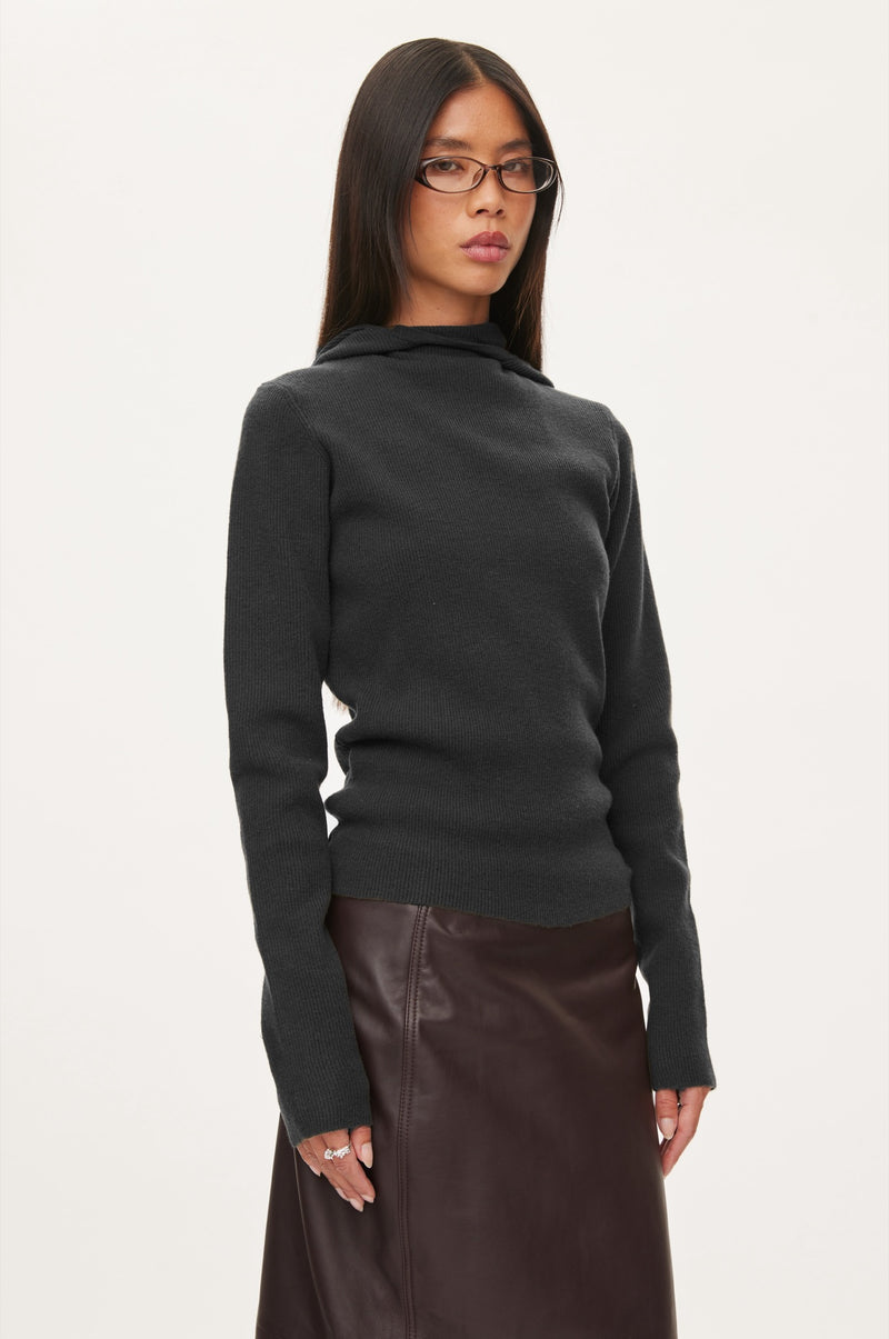 Oval Square Alanis Hood Knit KNITS 8001 Black