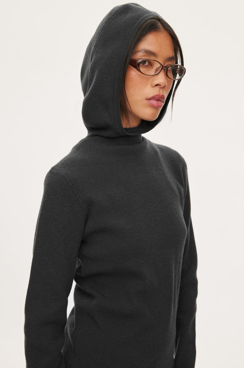 Oval Square Alanis Hood Knit KNITS 8001 Black