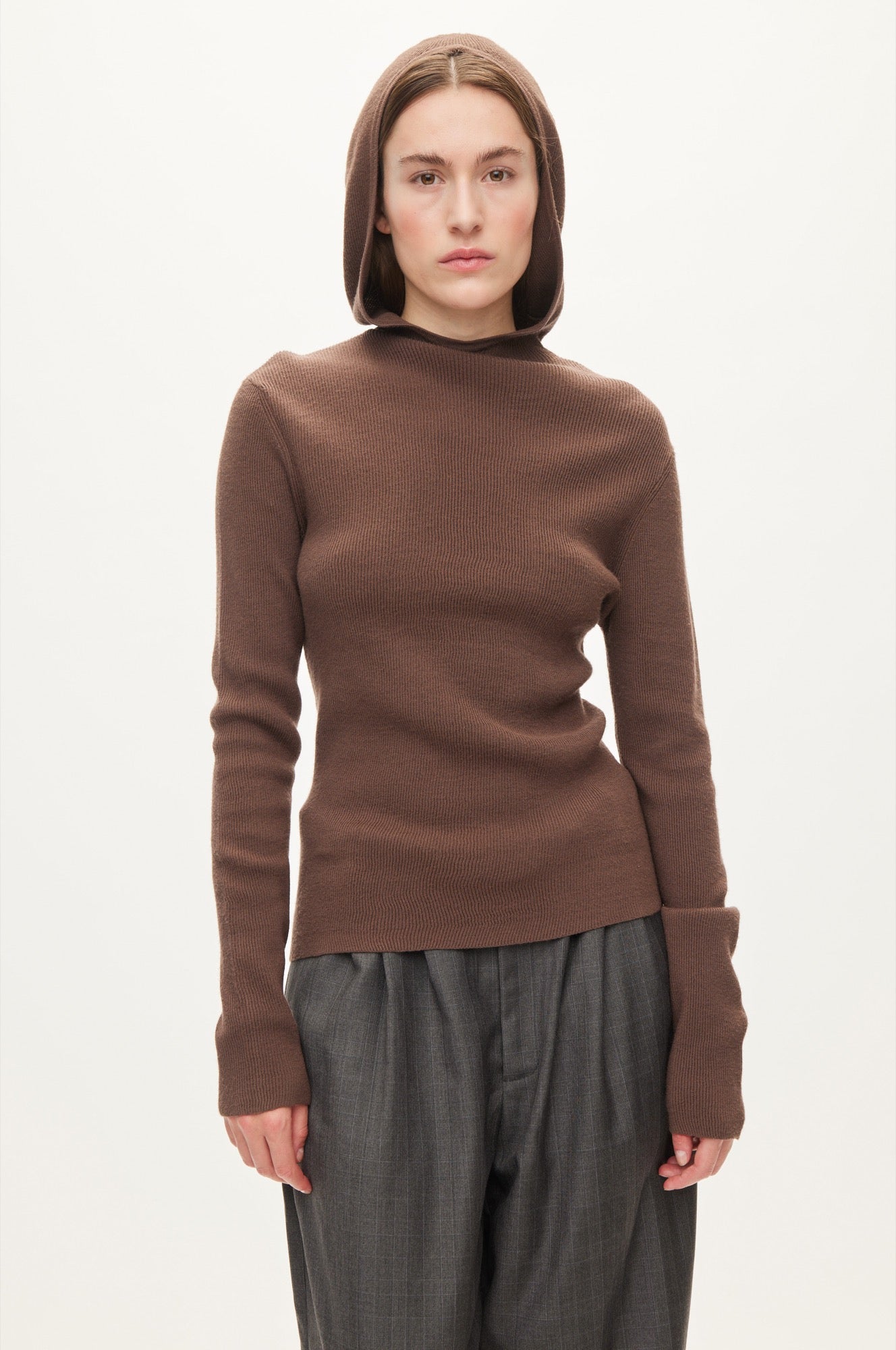 Oval Square Alanis Hood Knit KNITS Brown