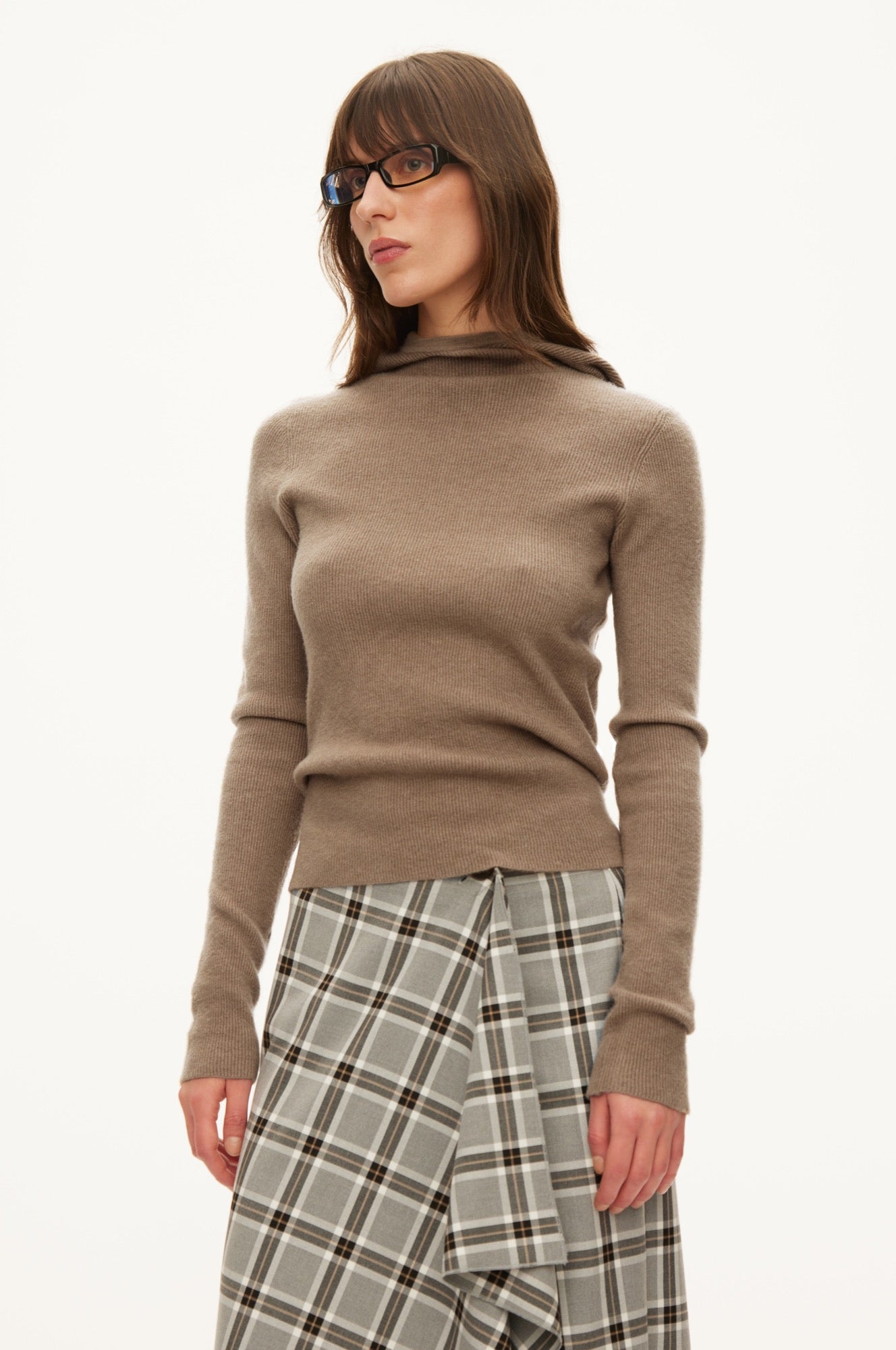 Oval Square Alanis Hood Knit KNITS Light Mocha