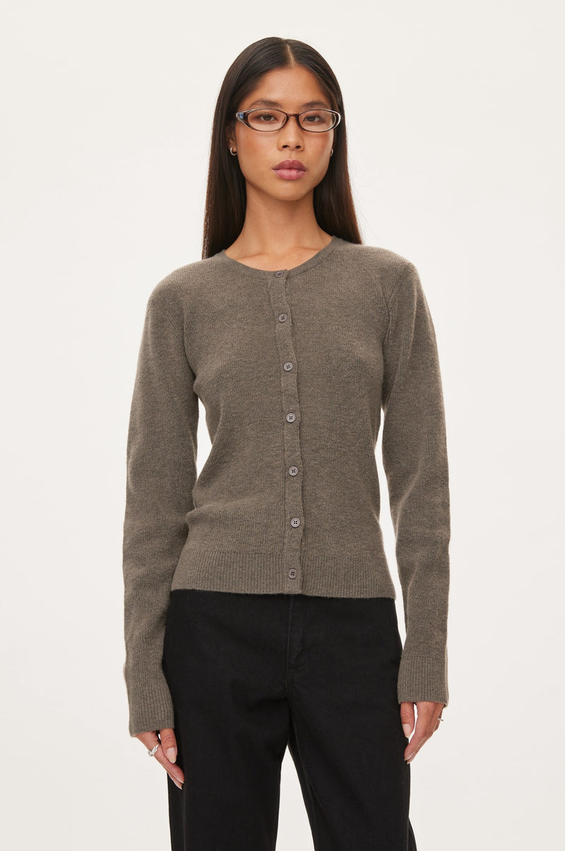 Oval Square Alanis Knit Cardigan KNITS 6022 Coca Mocha