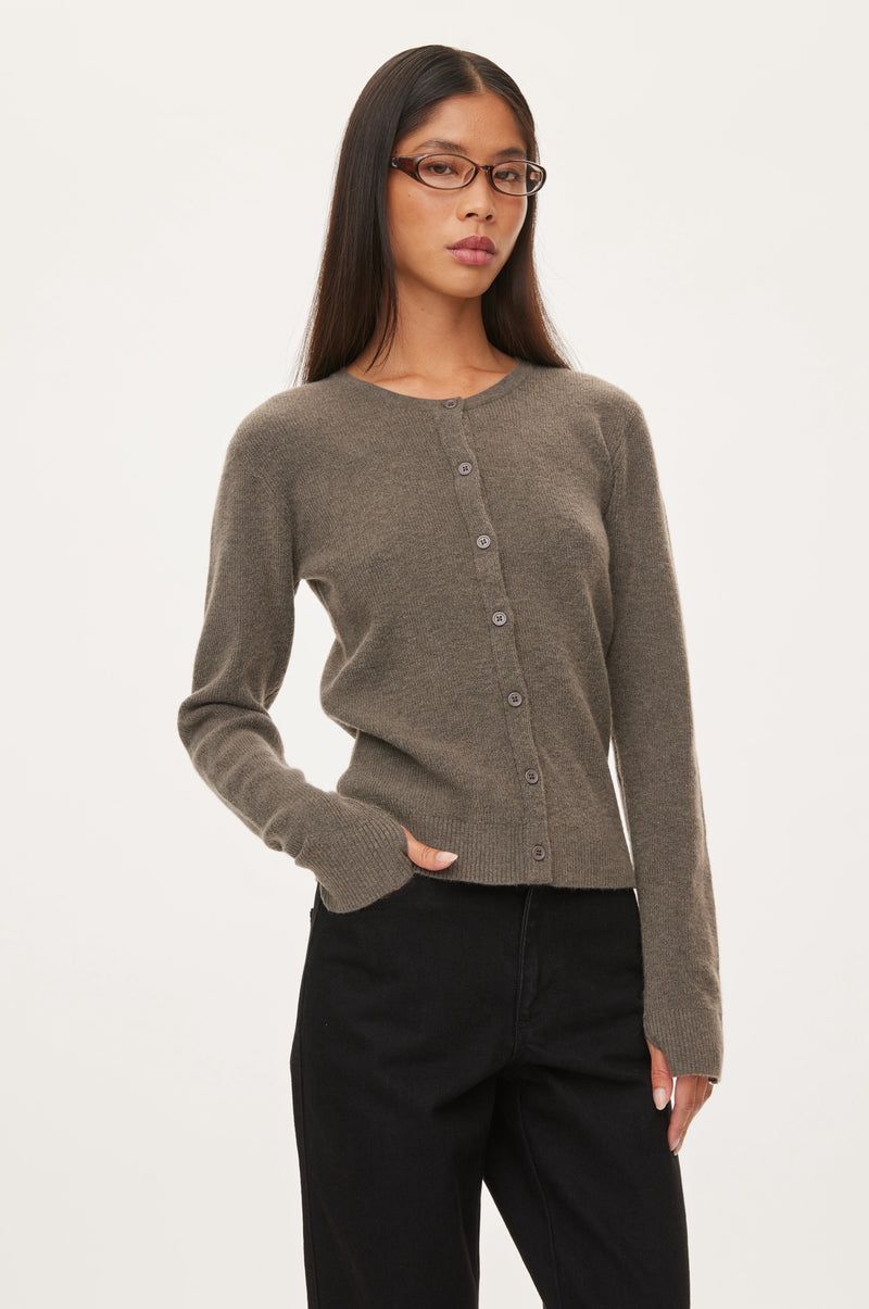 Oval Square Alanis Knit Cardigan KNITS 6022 Coca Mocha