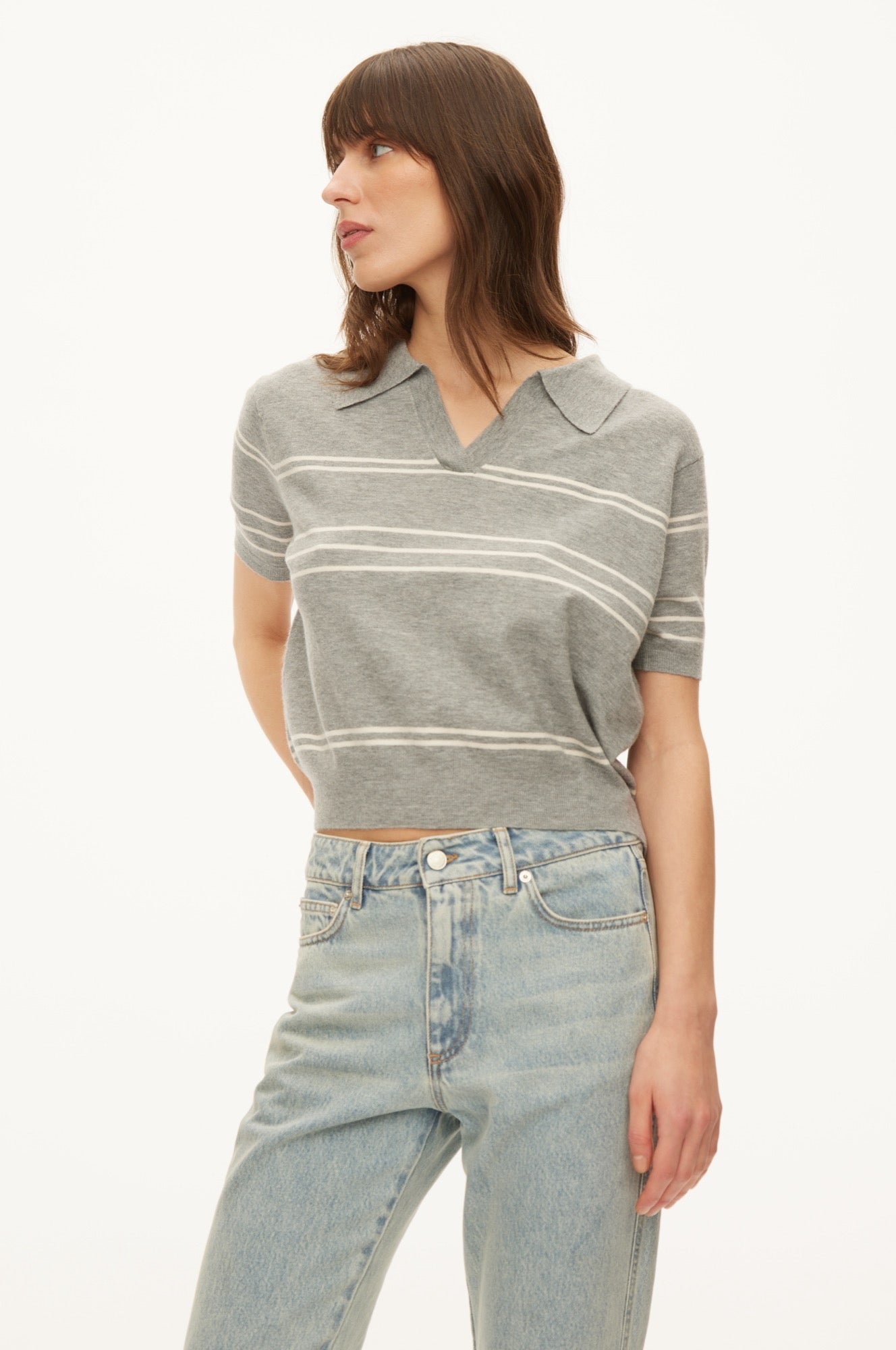 Oval Square Alba ss polo KNITS Grey Melange