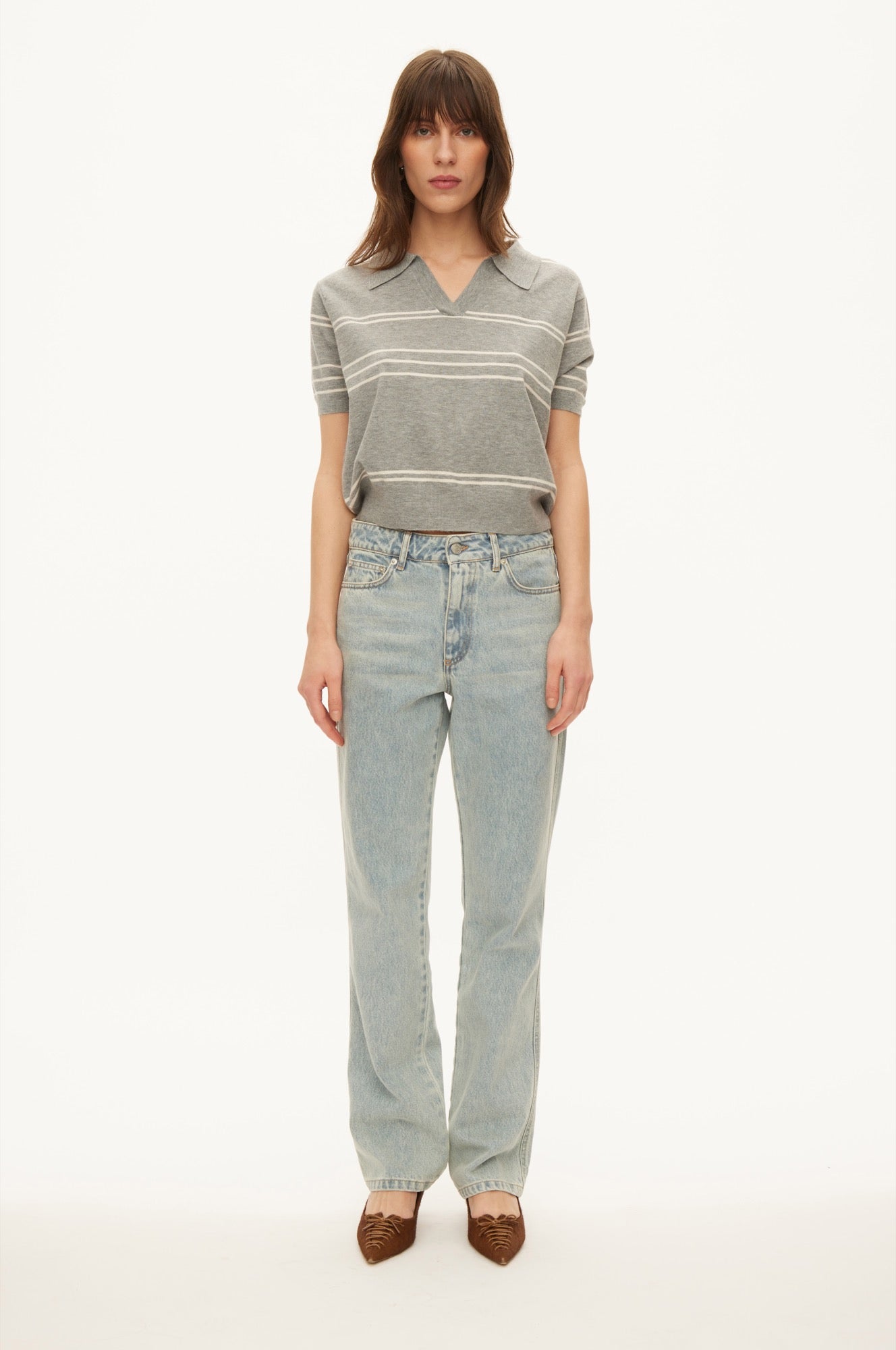 Oval Square Alba ss polo KNITS Grey Melange