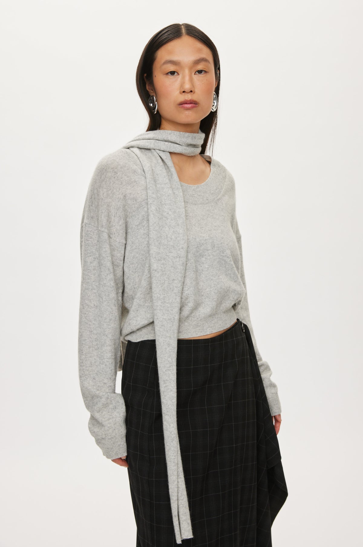 Oval Square Alvin Scarf Knit KNITS Light grey mel