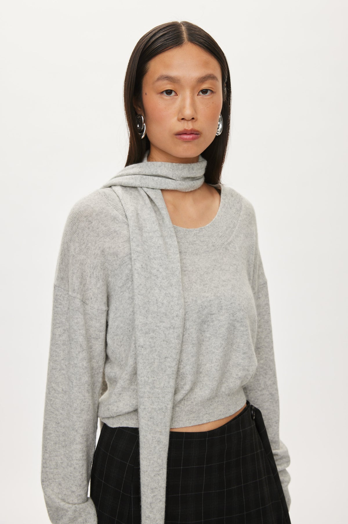Oval Square Alvin Scarf Knit KNITS Light grey mel