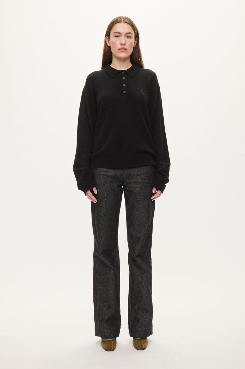 Oval Square Avar knit Polo KNITS Black