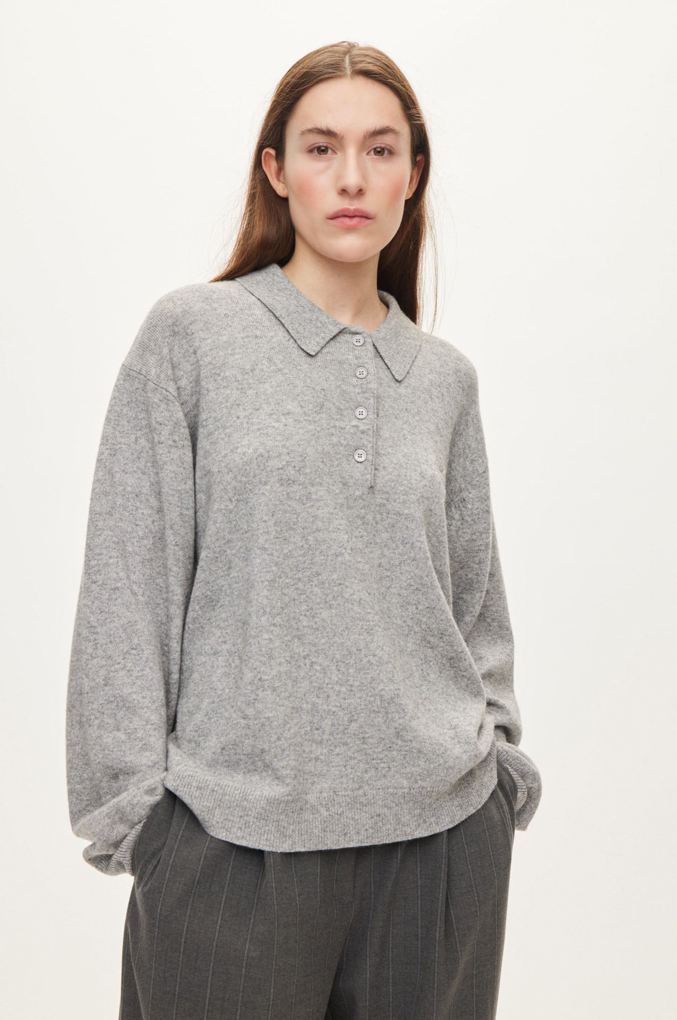 Oval Square Avar knit Polo KNITS Grey Melange