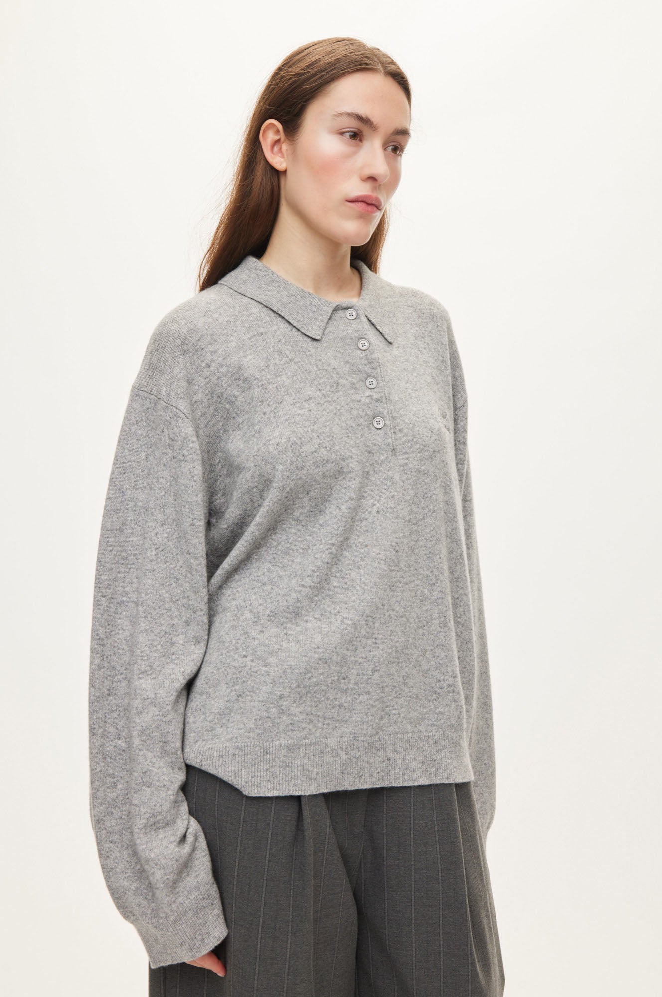 Oval Square Avar knit Polo KNITS Grey Melange