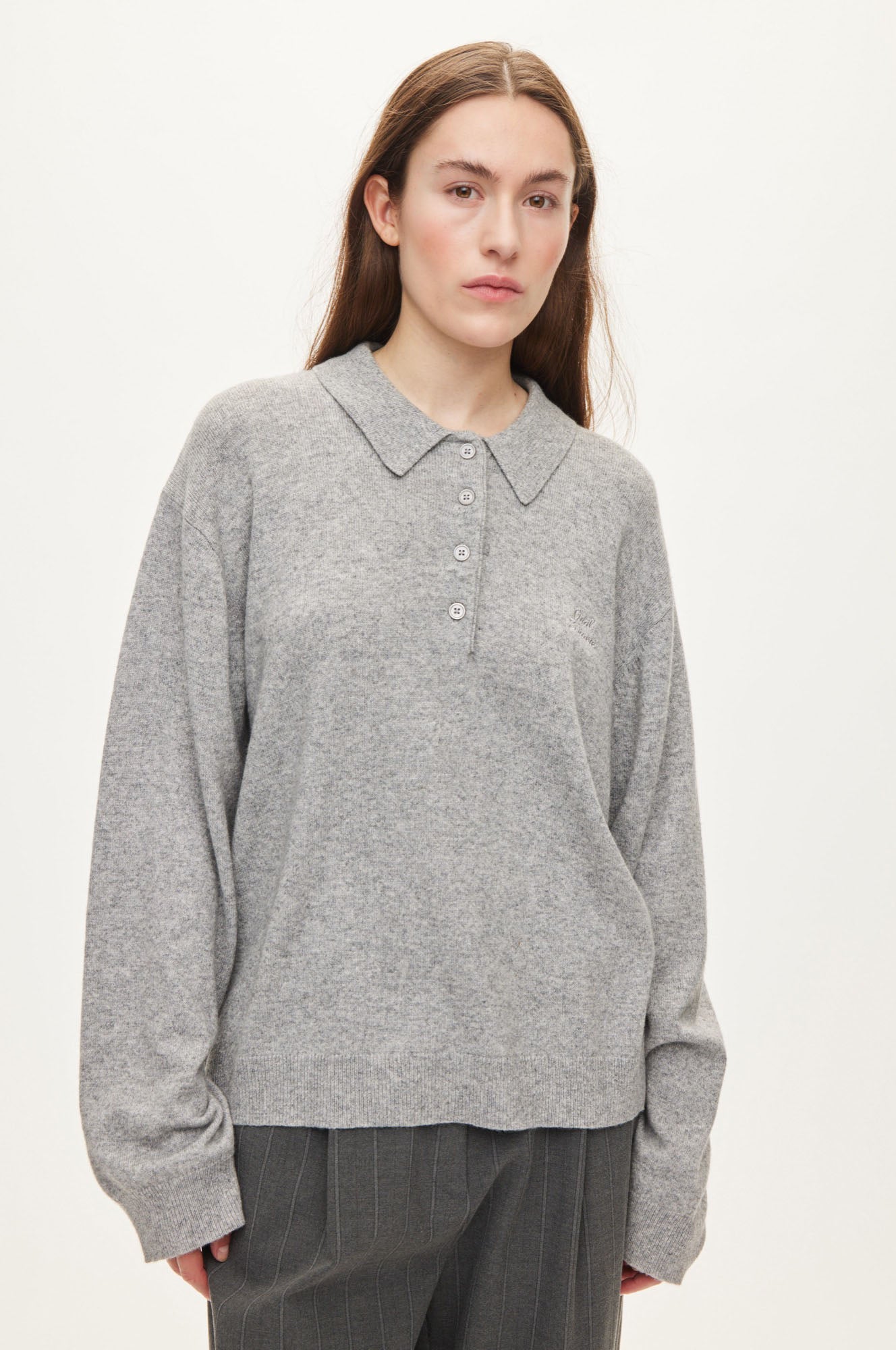 Oval Square Avar knit Polo KNITS Grey Melange