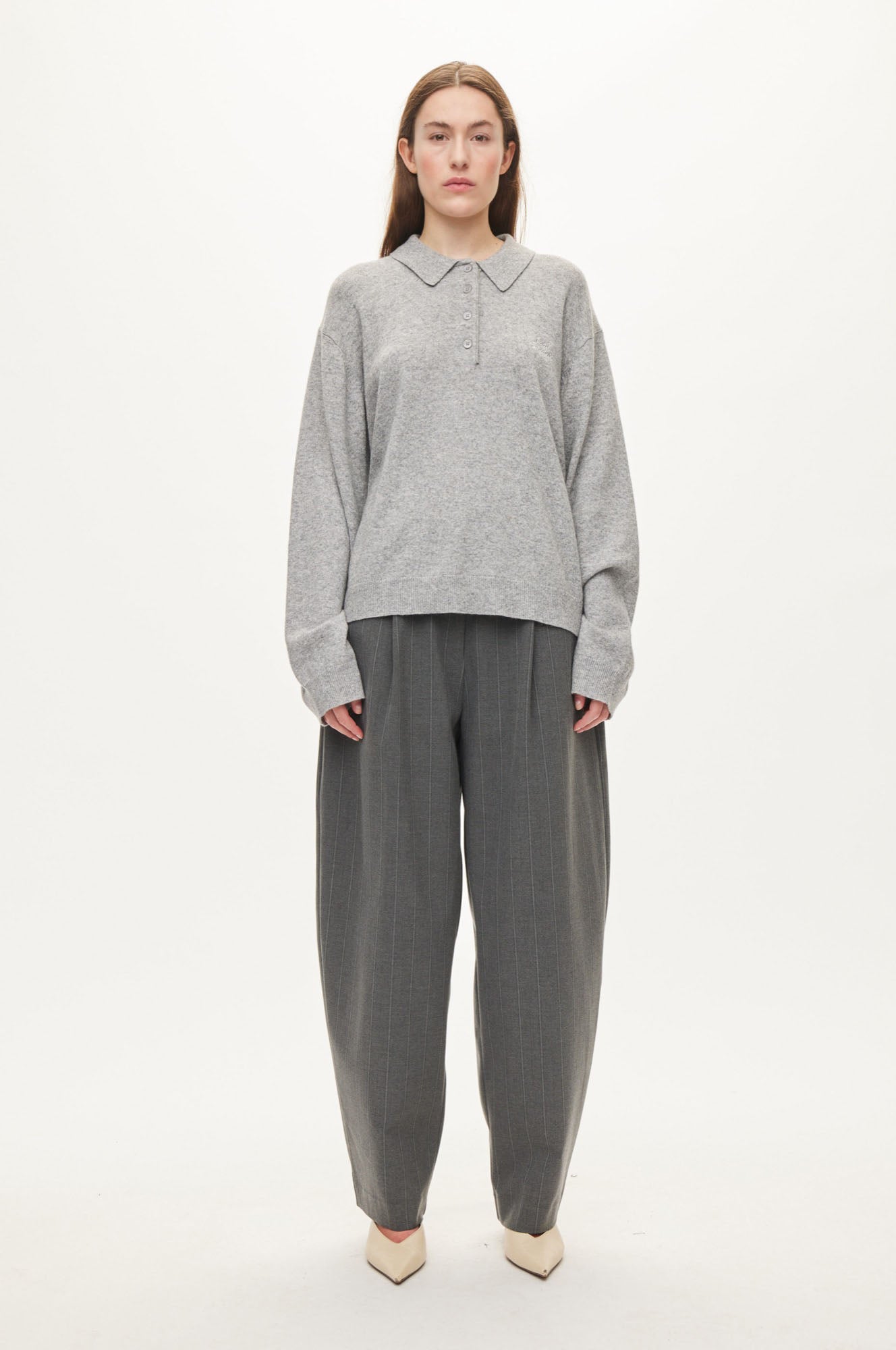 Oval Square Avar knit Polo KNITS Grey Melange