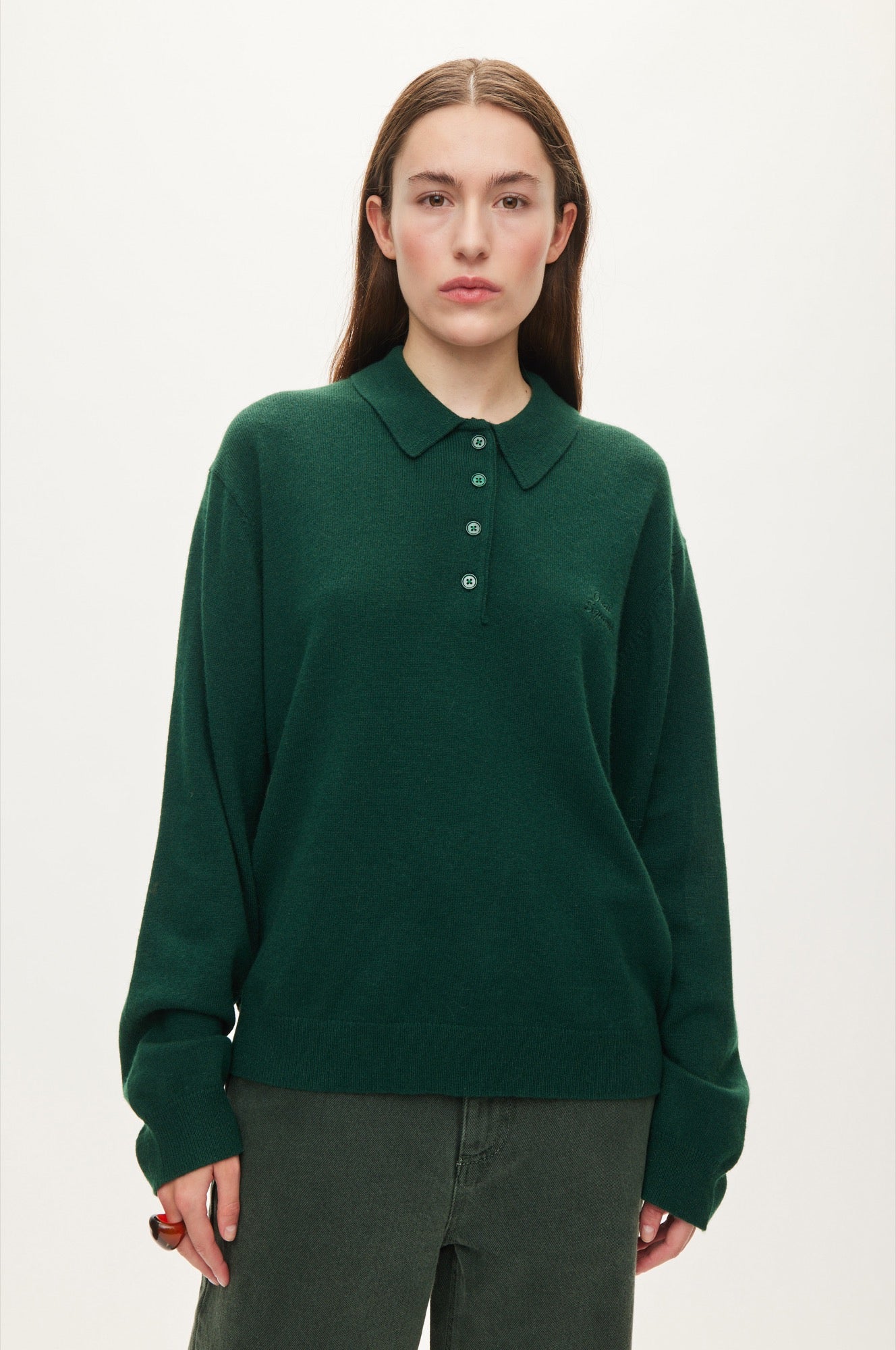 Oval Square Avar knit Polo KNITS Pine Green