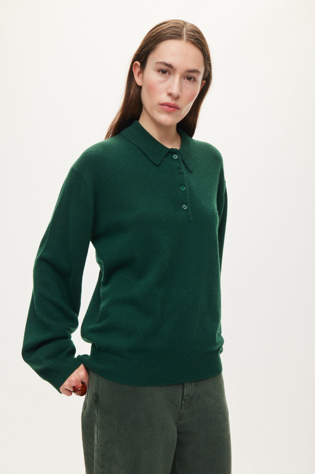 Oval Square Avar knit Polo KNITS Pine Green